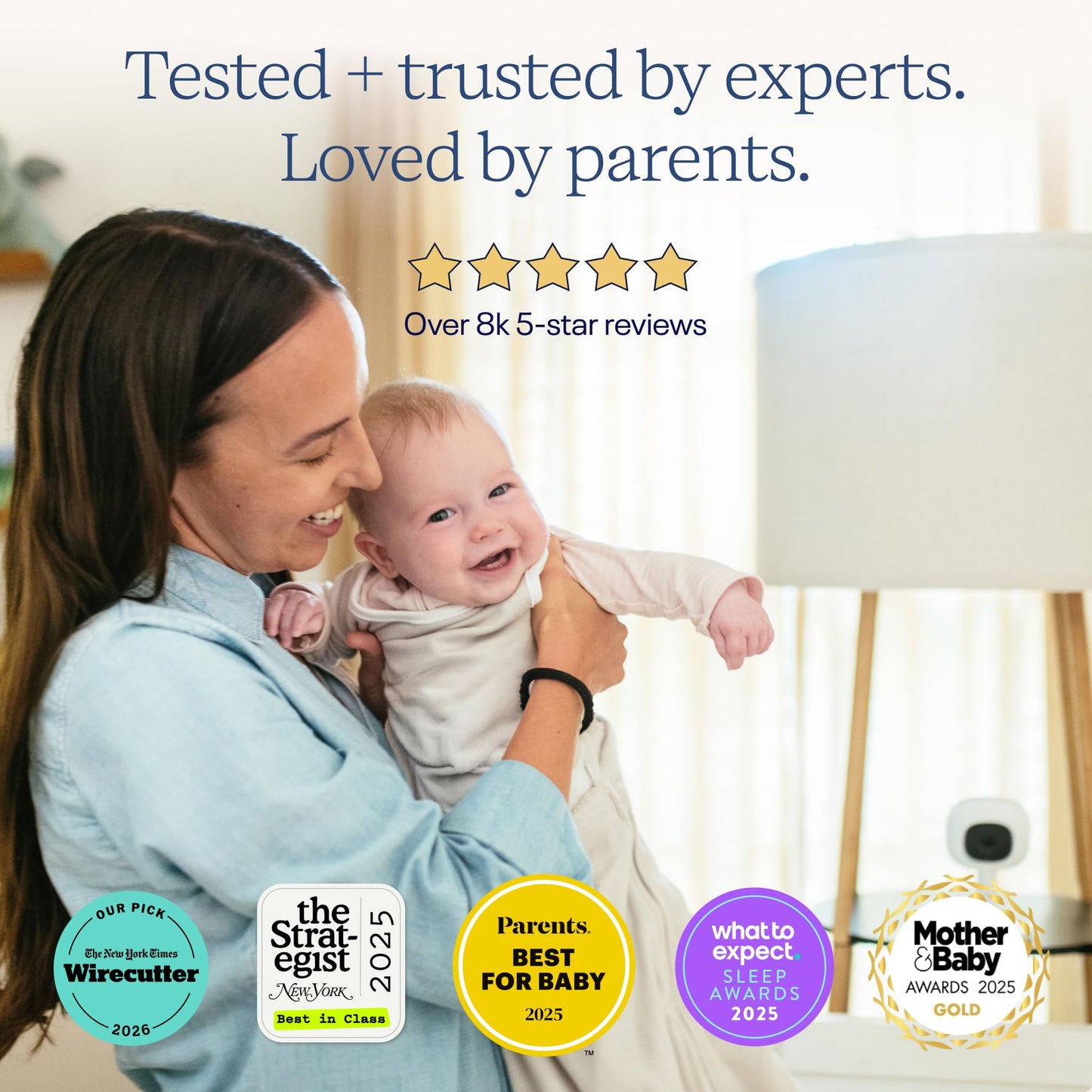 Nanit Pro Smart Baby Monitor - Camera & Floor Stand - 1080p Wi-Fi Video Camera, 2-Way Audio, See Your Baby from Anywhere, Sound/Motion/Cry Notifications, Night Vision