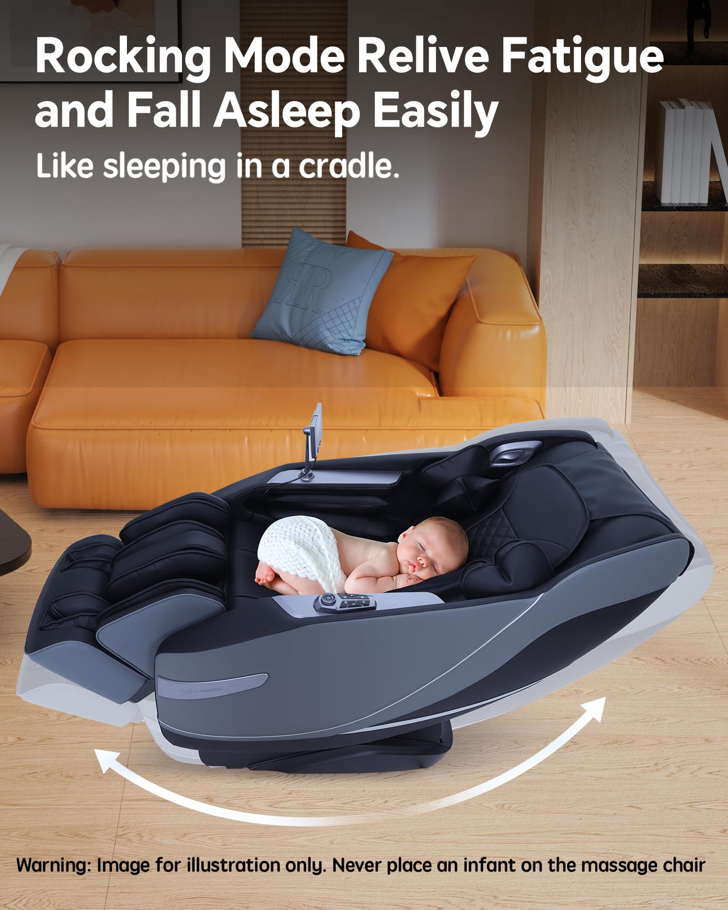 UIIU Massage Chair Full Body Zero Gravity, 3D ‌SL-Track Shiatsu Massage with Unique Rocking Sleep Mode, Upgraded Calf & Knee Massage (+11cm) for Tall People, Wireless Charging &Touch Screen,Black
