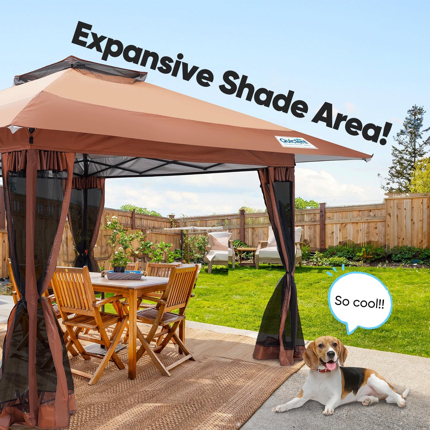 Quictent 13'x13' Pop up Gazebo Canopy Tent, One Person Set up Portable Instant Folding Shelter, Outdoor Canopy Tent with Extra Shade for Backyard, Patio, Party