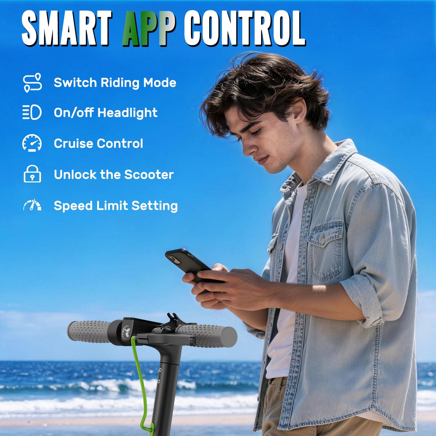 Roinside Electric Scooter for Adults - 8.5" Solid Tires, 350W Motor, Up to 19 MPH and 16 Miles Long-Range Commuting Folding E-Scooter with Dual Braking System and Smart App