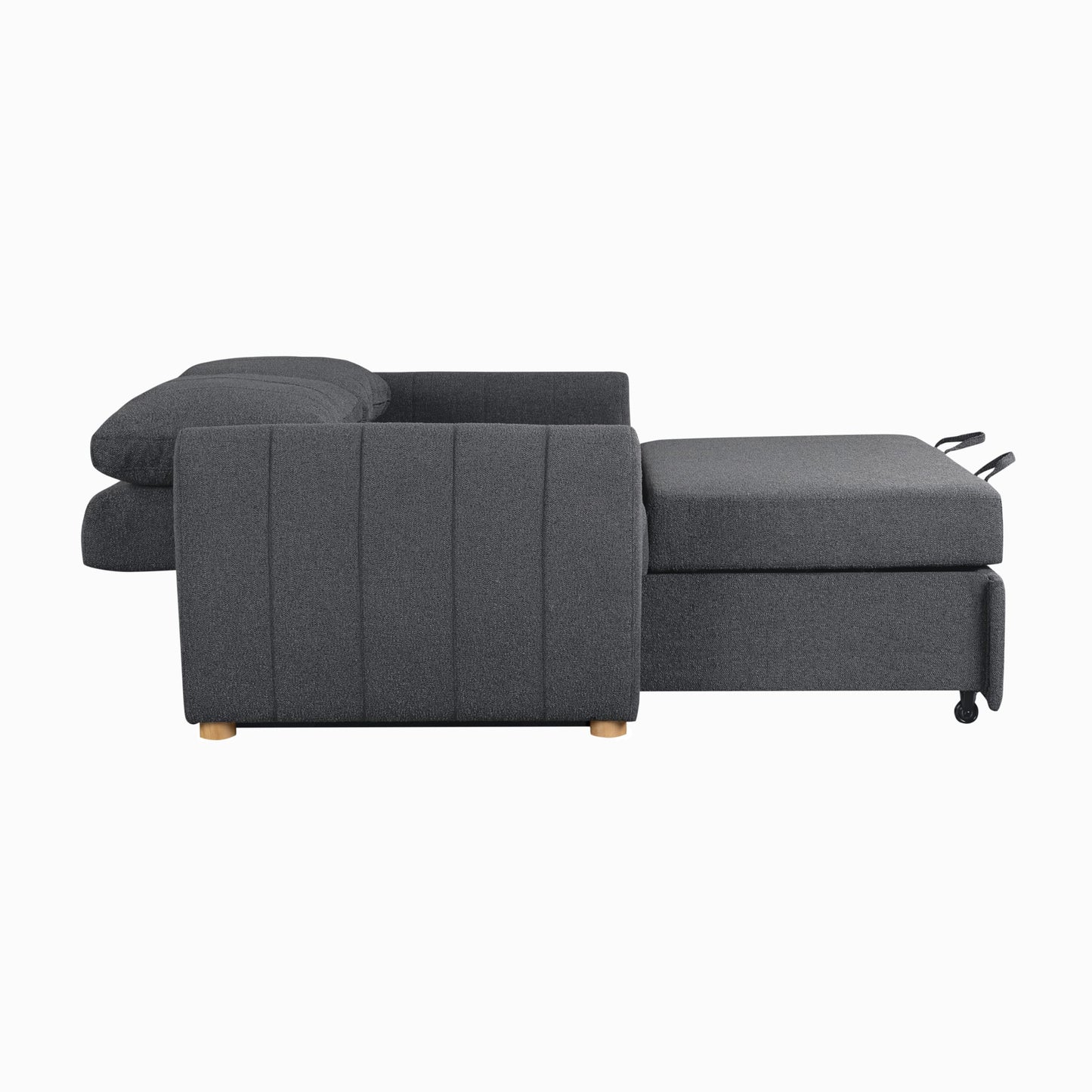 Serta Galway 66.5" Convertible Sleeper Loveseat, Full Size, Dreamcoil Comfort, FingerGuard Pinch Point Protection, Boucle Fabric, Charcoal