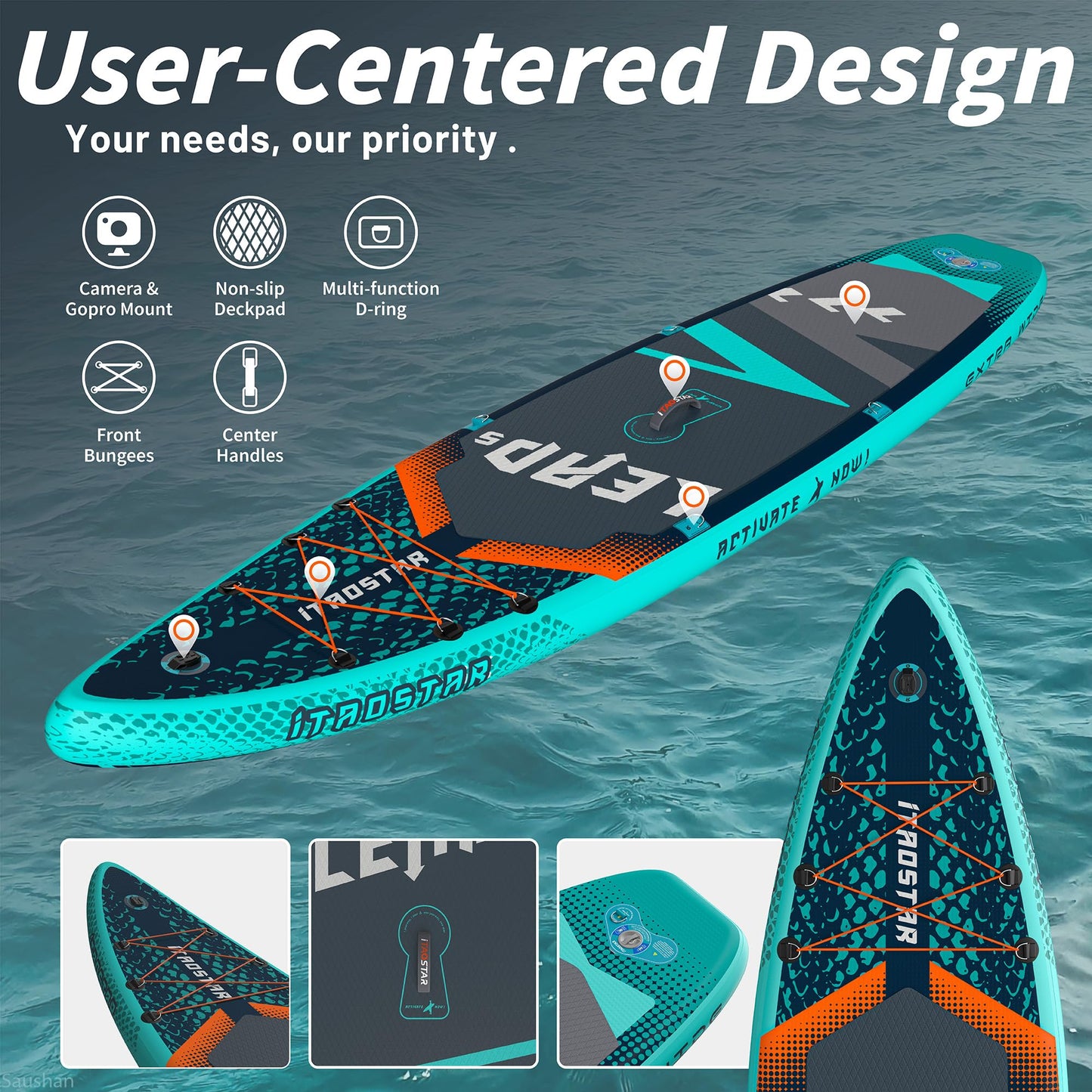 iTAOSTAR Lead 11' × 33" Inflatable Stand Up Paddle Board with Seat, Extra Wide SUP Board with 1 Fin Stable Design for Familly, Youth, All Skill Levels, Lakes, Oceans & Fishing