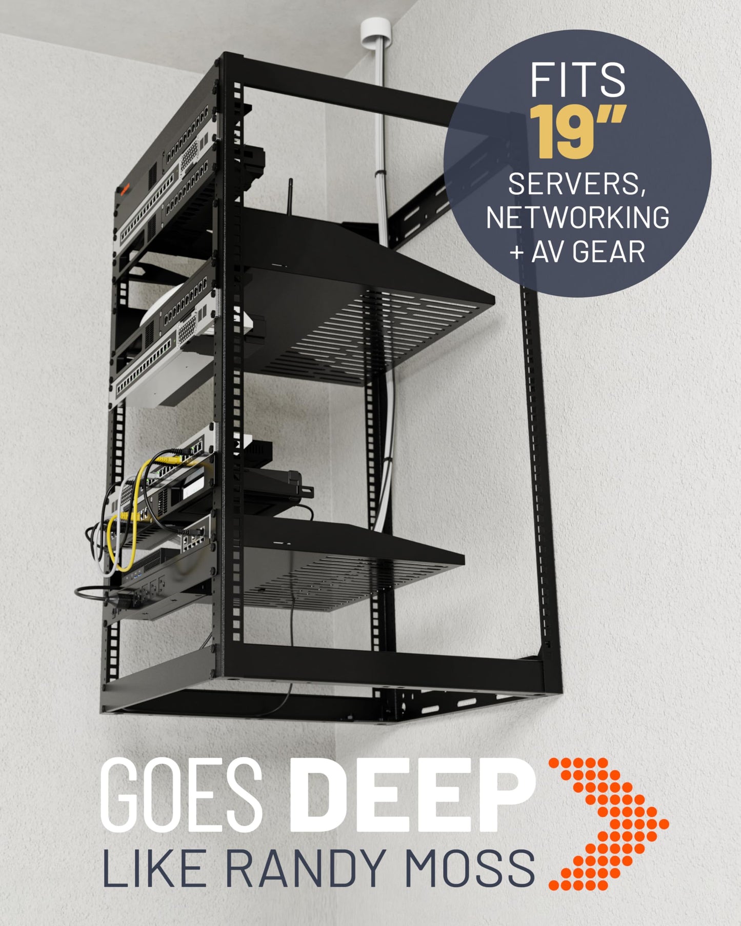 ECHOGEAR 20U Open Frame Rack w/Optimal Air Flow, DIY Assembly, 20.4” Depth