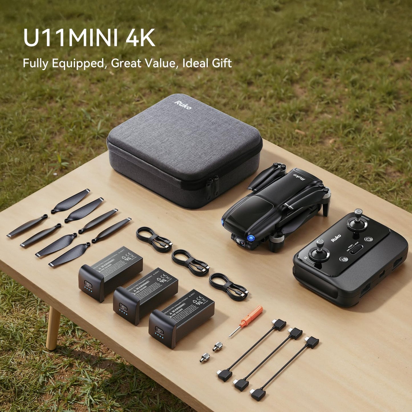 Ruko U11MINI 4K Drones with Camera for Adults 4K Video, 8K Photo, GPS Drone with 3-Axis Gimbal, Under 249g FAA Exempt Mini Quadcopter for Beginner, Auto Return (96-Min Flight)