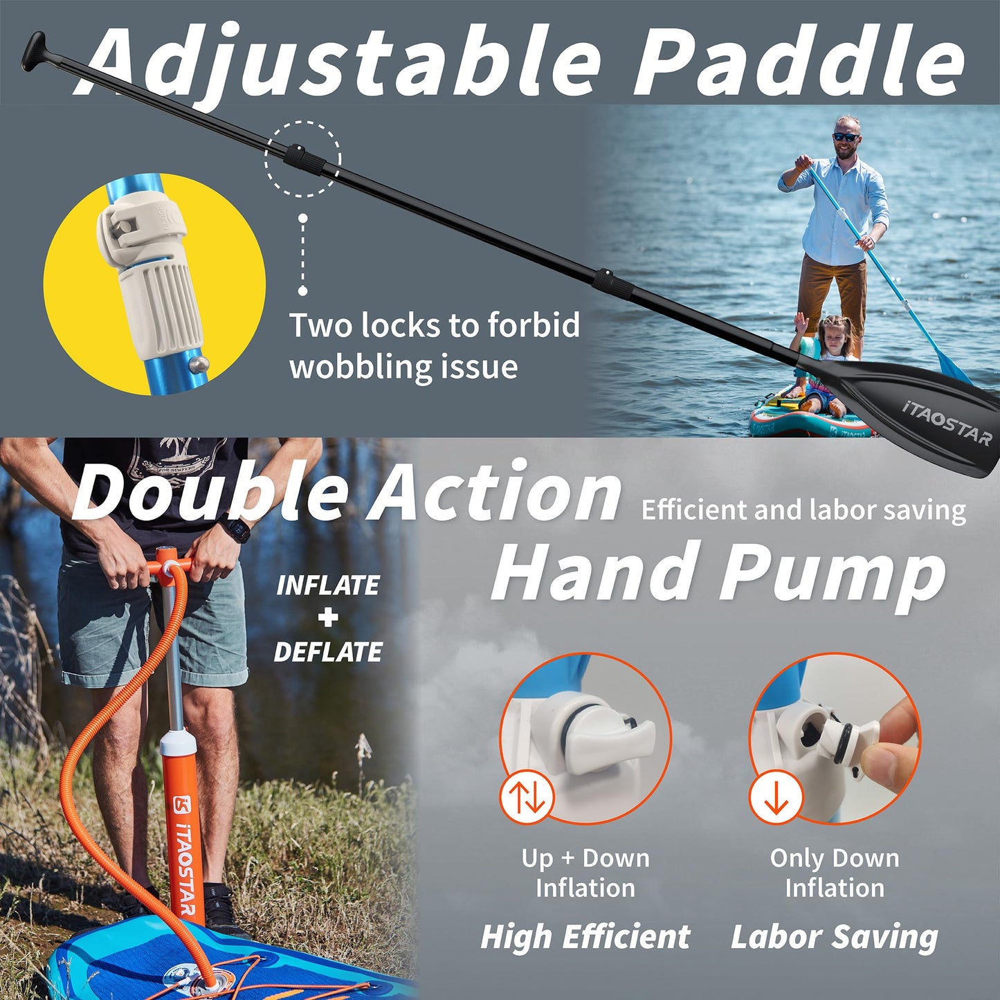 iTAOSTAR Lead 11' × 33" Inflatable Stand Up Paddle Board with Seat, Extra Wide SUP Board with 1 Fin Stable Design for Familly, Youth, All Skill Levels, Lakes, Oceans & Fishing
