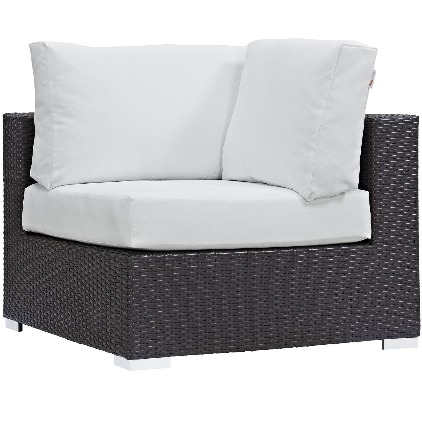 Modway Convene Wicker Rattan 8-Piece Outdoor Patio Sectional Sofa Furniture Set in Espresso White