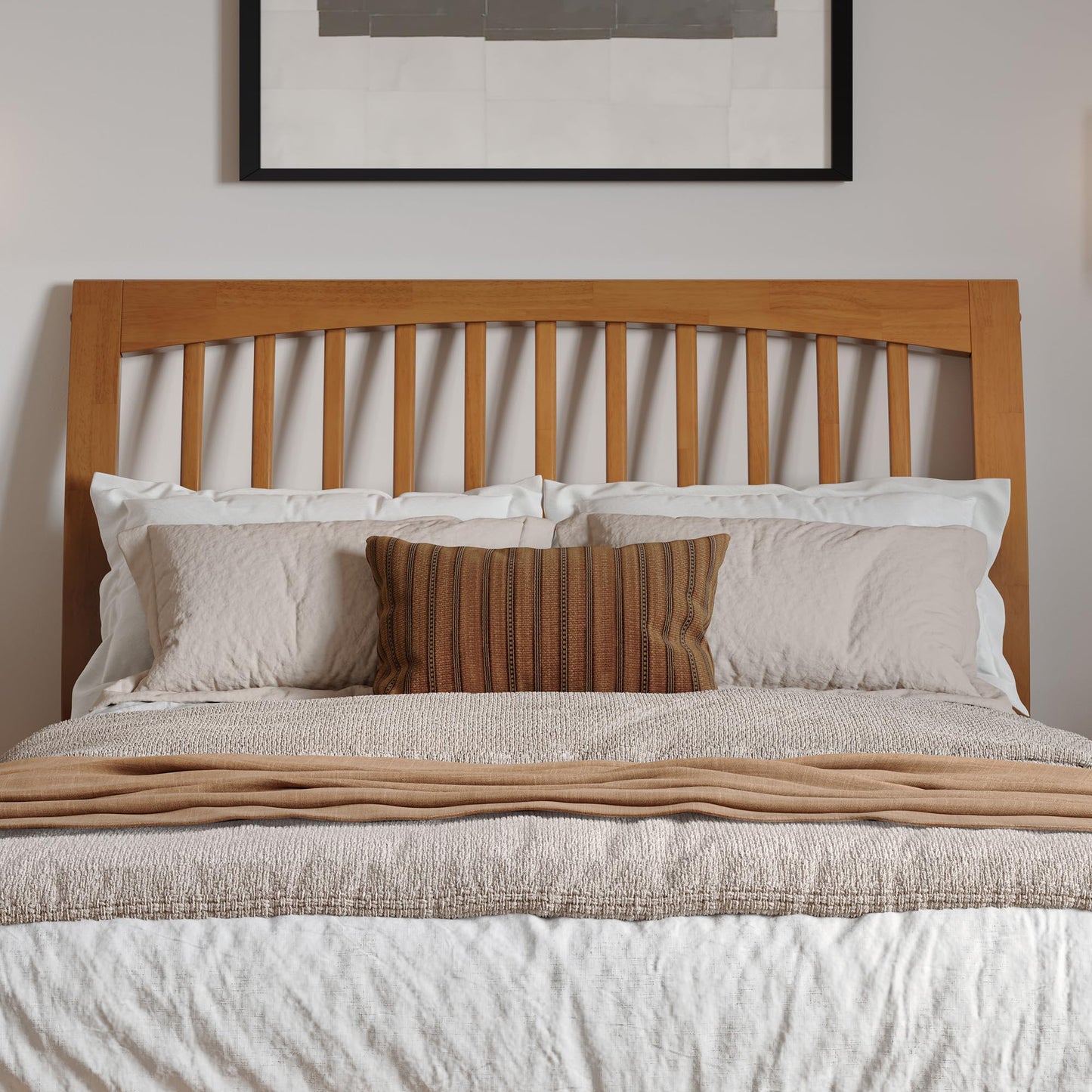 AFI, Roslyn Full Platform Bed with Panel Footboard and Storage Drawers, Light Toffee
