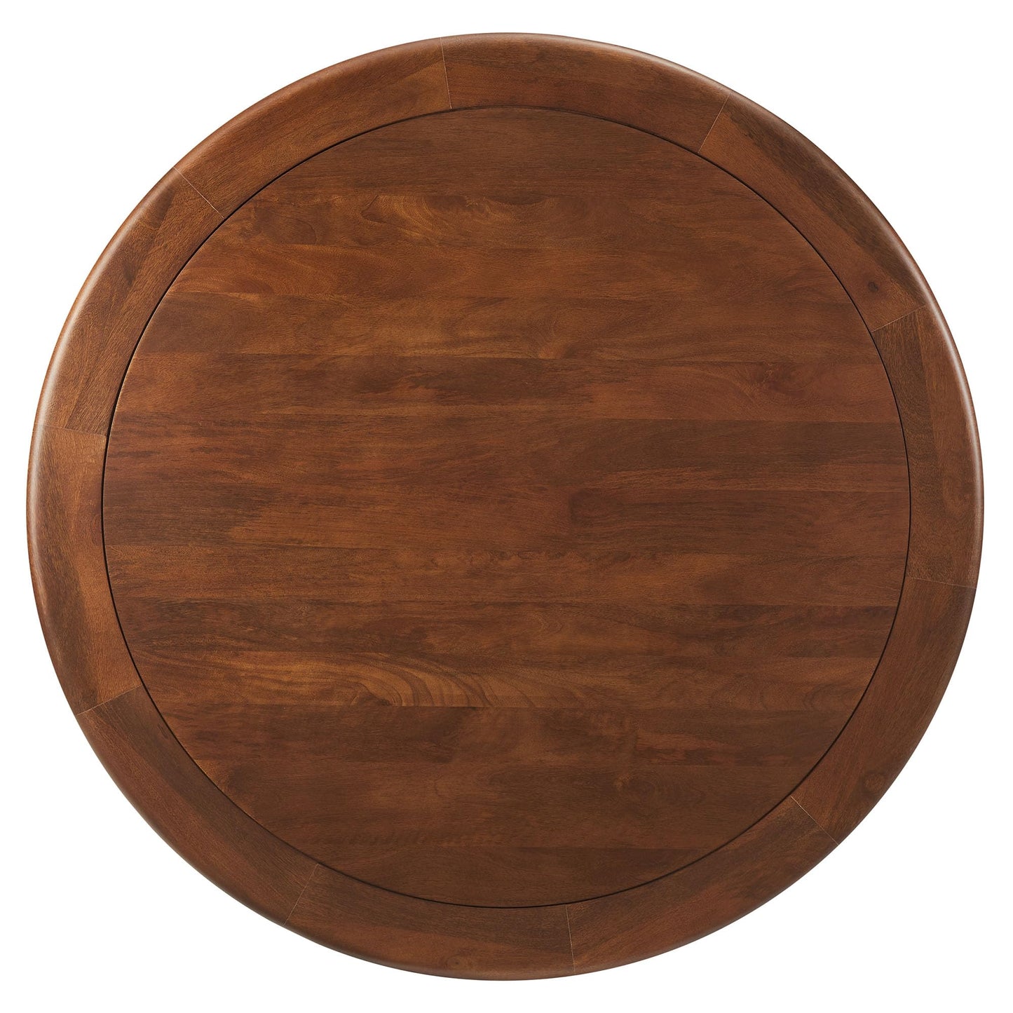 Modway Lippa 48 Inch Round Wood Dining Table with Metal Pedestal in Brass Walnut - Modern Industrial Dining Table for 4 People - Solid Wood Tulip Kitchen Table