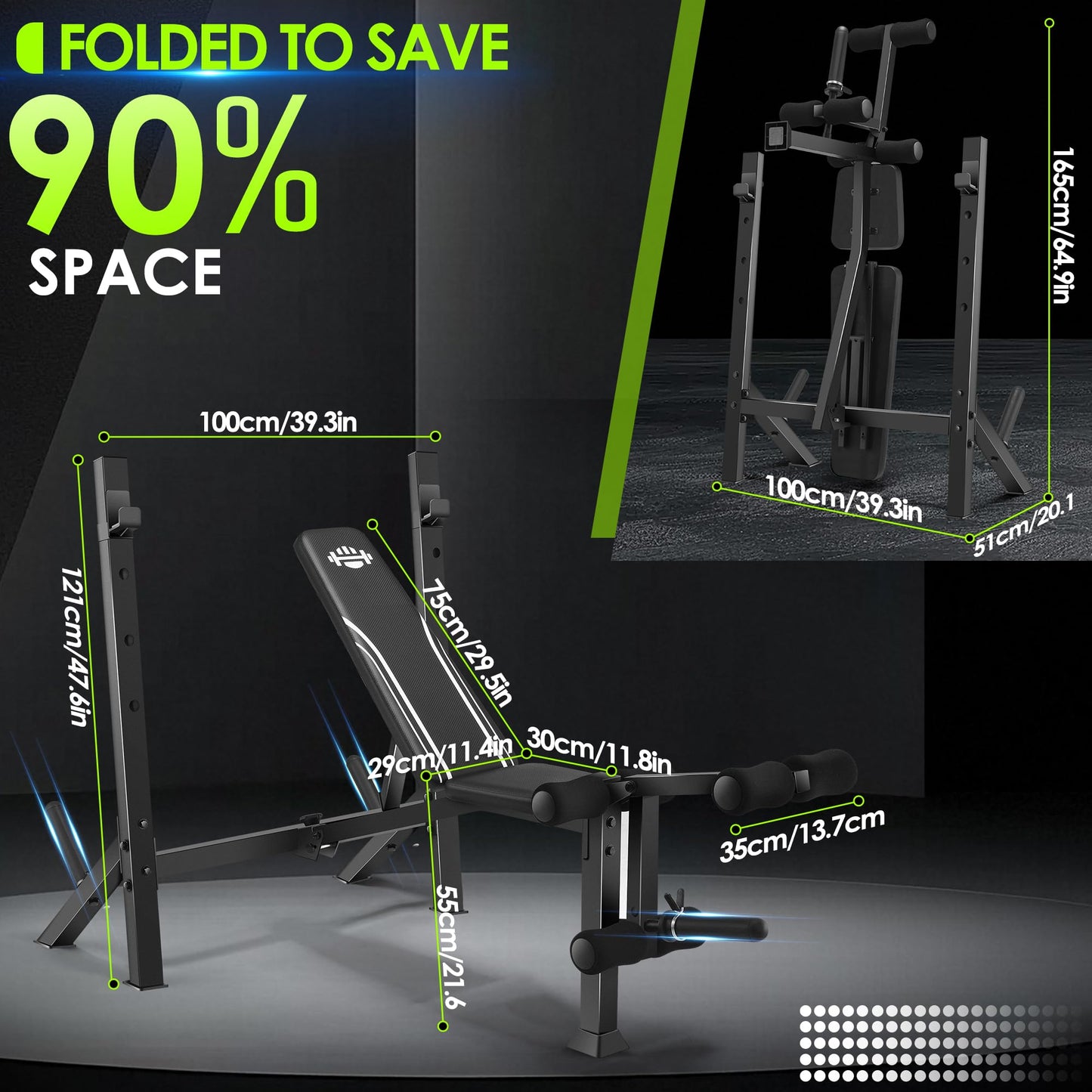 ANCHEER 900LBS Olympic Weight Bench Set with Squat Rack Adjustable Bench Press Bench with Leg Extension & Leg Curl, Incline Decline Flat Foldable Workout Bench for Home Gym(US Stock)