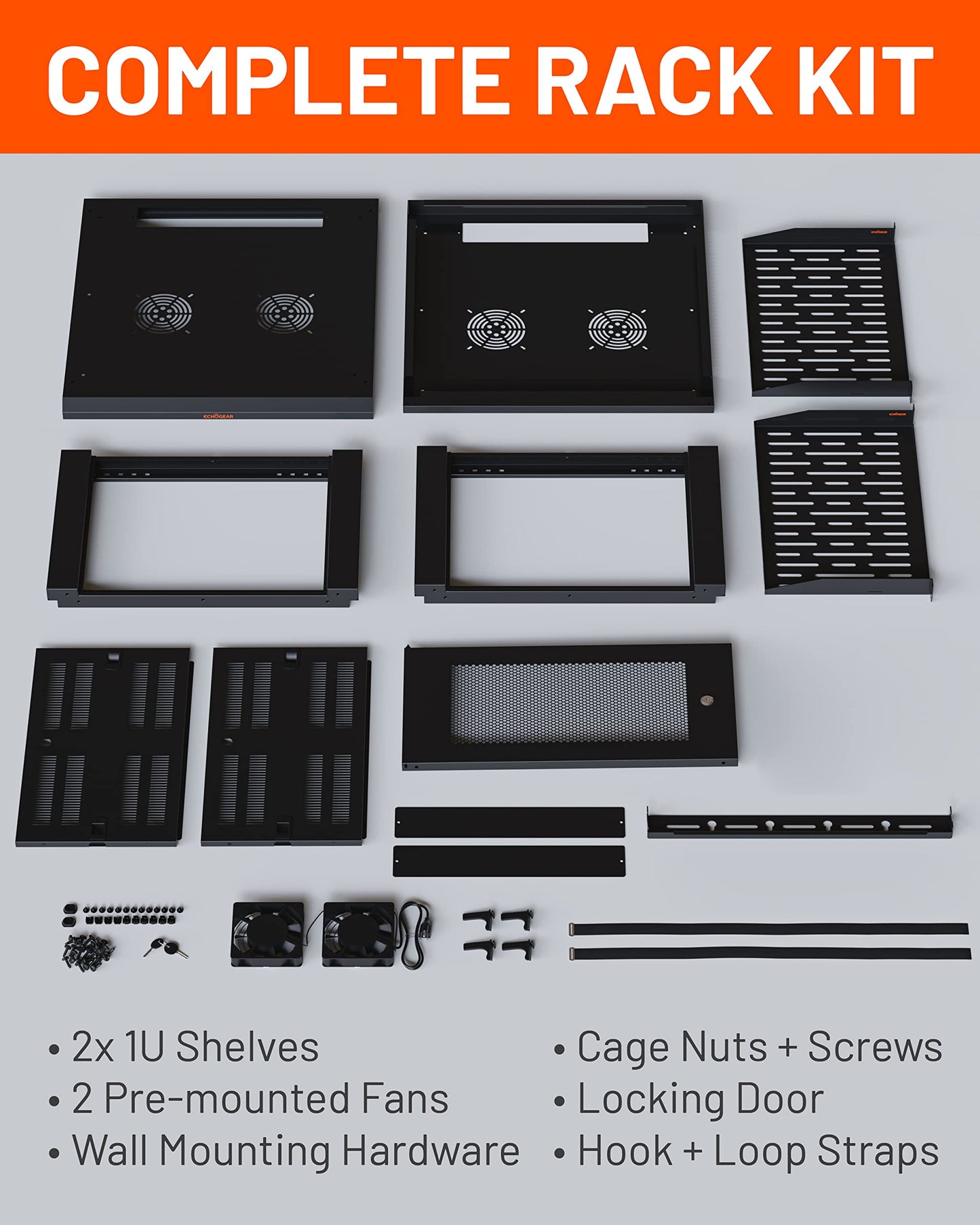 ECHOGEAR 6U Network Rack w/Enclosed Design, Easy Install, 600mm Depth