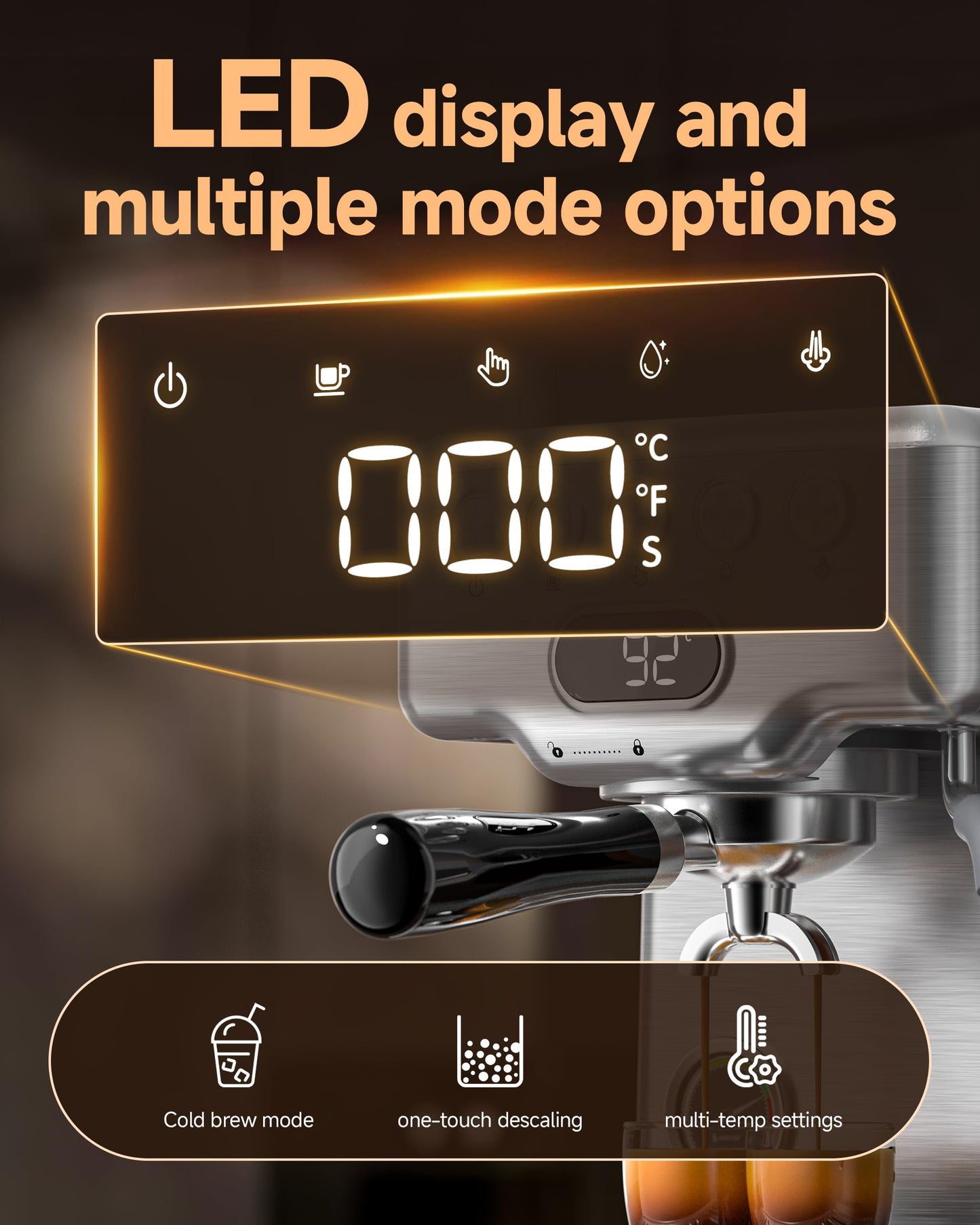 AMZCHEF Ultra Espresso Machine, 58mm Professional with PID Temperature Control for Light to Dark Roast Beans, Built-in Pressure Gauge & 10mm Steam Wand，Provides Barista-Level Lattes and Cappuccinos