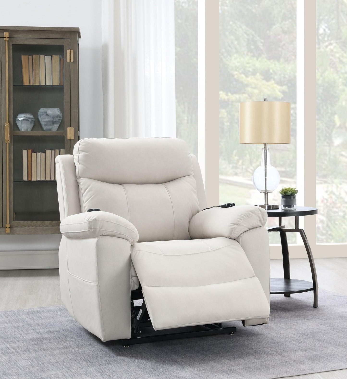 Acme Chriki Microfiber Upholstered Power Recliner with Lift & Massage in Beige