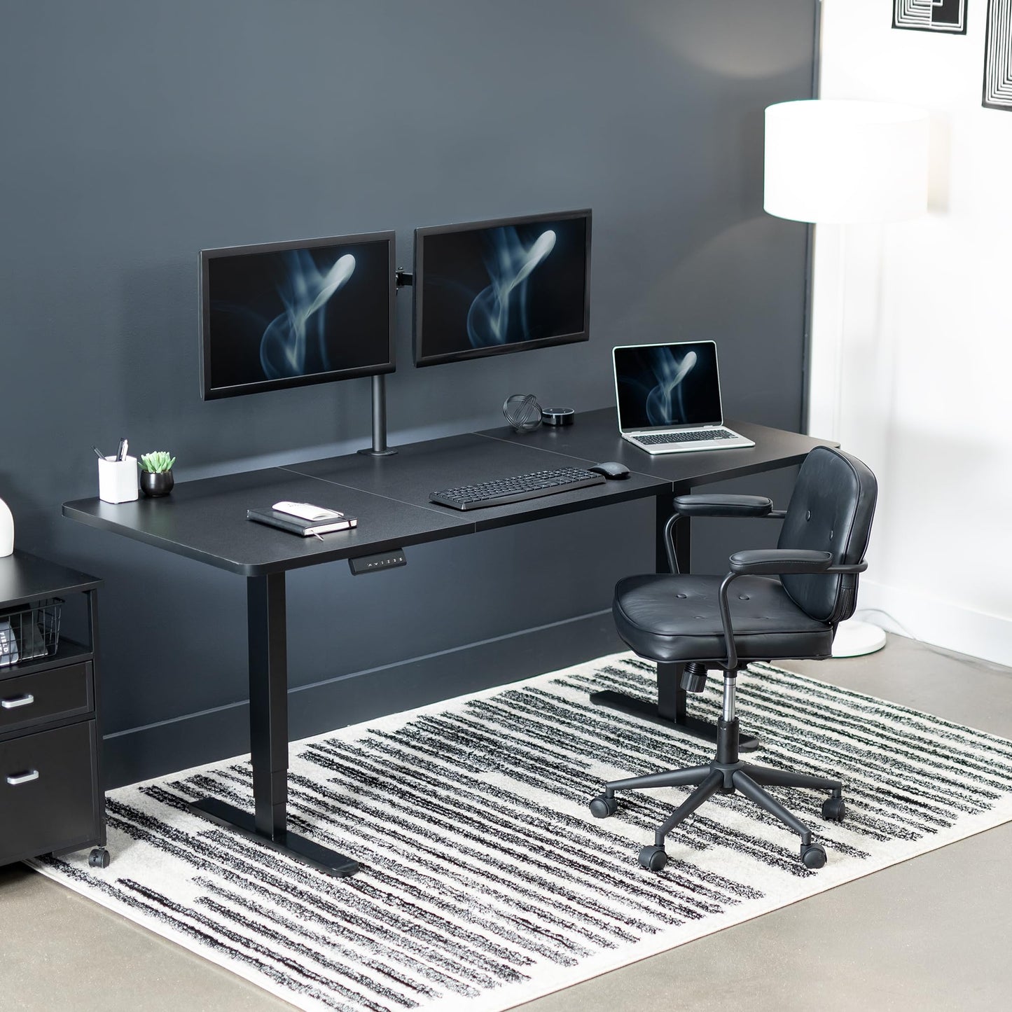 VIVO Electric 71 x 30 in Dual Motor Sit Stand Desk, Memory Height Adjustment, 2B Series, Black Top Black Frame, DESK-KIT-2B7B