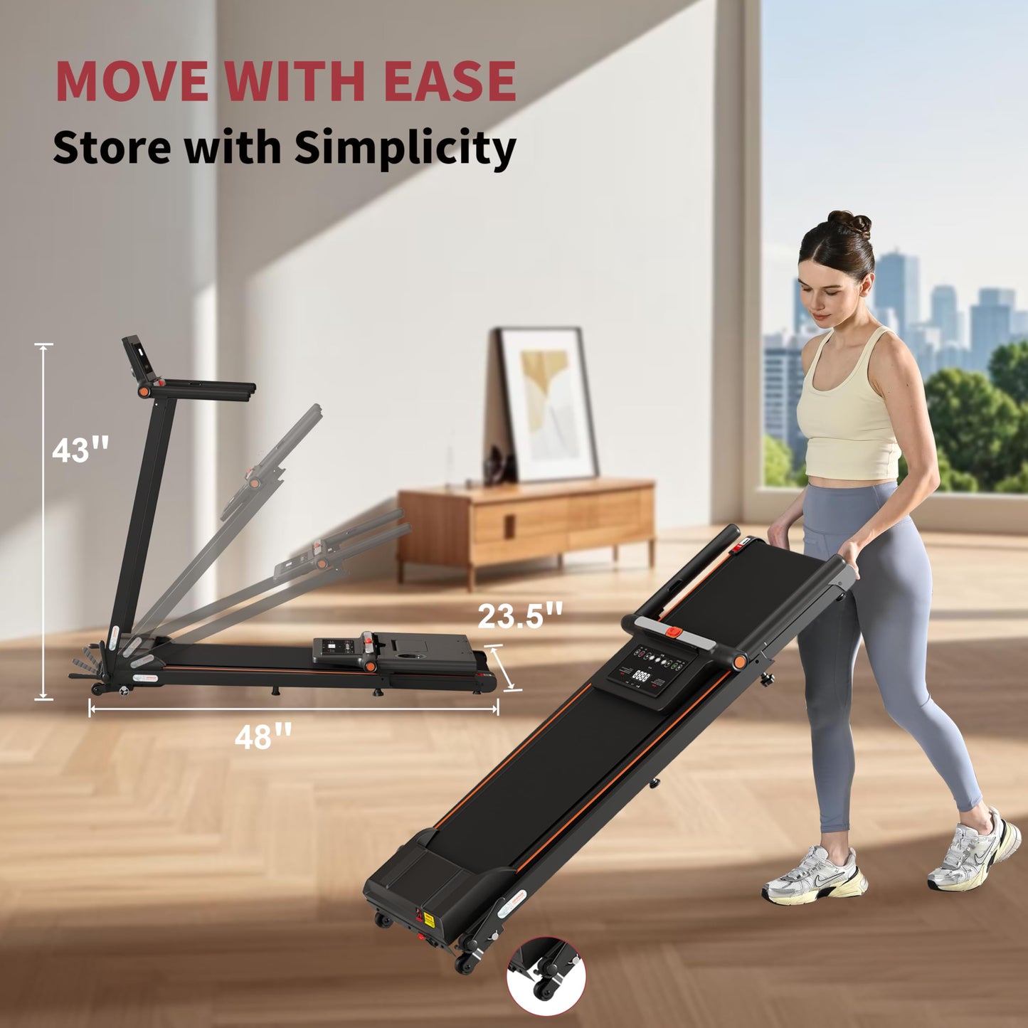 Portable Desk Treadmill for Home, 3.0HP Walking Pad with Incline & Handle, 3 in 1 Compact Removable Desk Workstation Folding Small Walking Treadmills 300 Lbs Capacity for Home Office