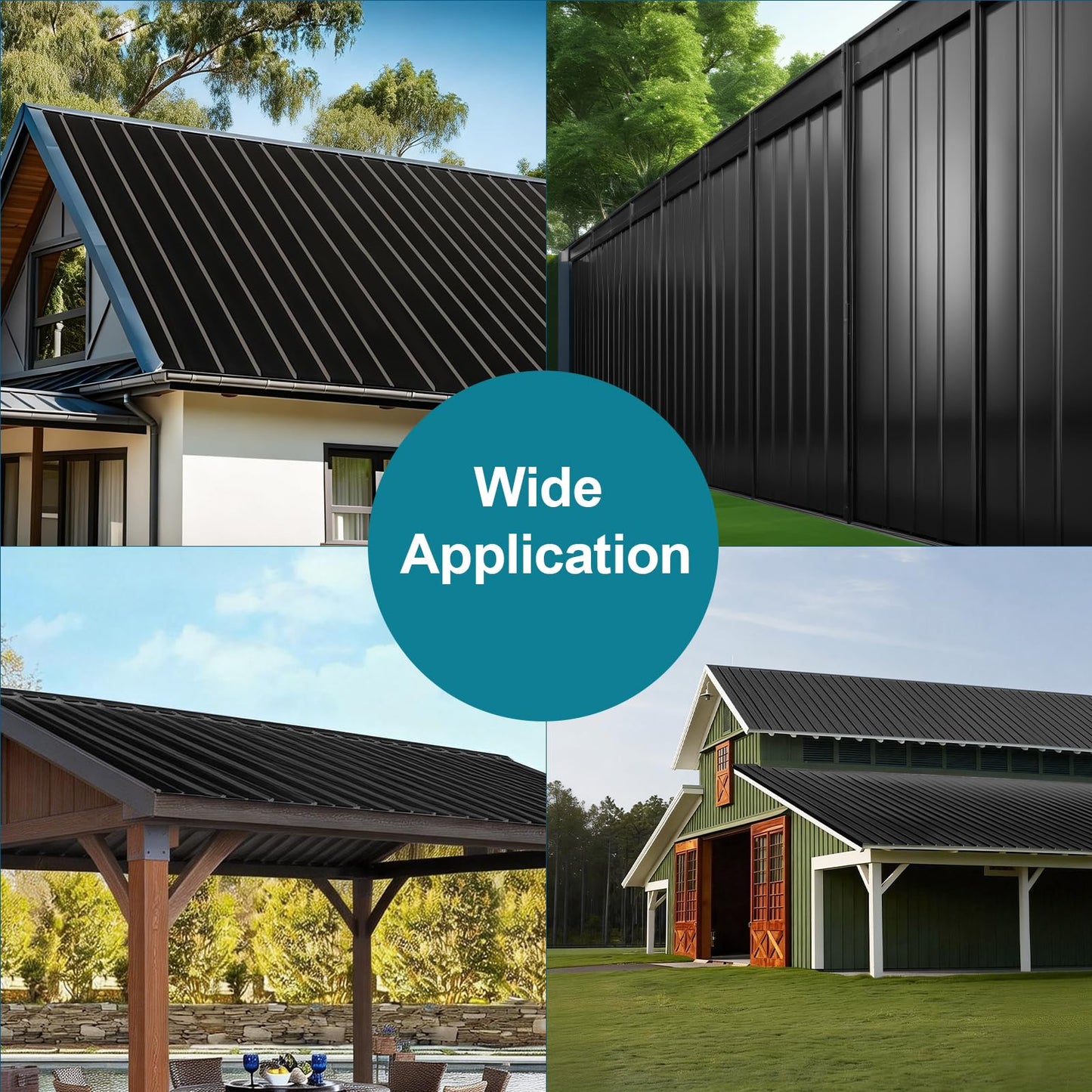 NeatiEase 20 Pcs Metal Roofing Panels, 5.1 Feet Corrugated Galvanized Roofing Panels Metal Siding Panels with Steel Screws for Pergola, Gazebo, Shed, Outdoor Storage, Chicken Coop,Garages (Black)