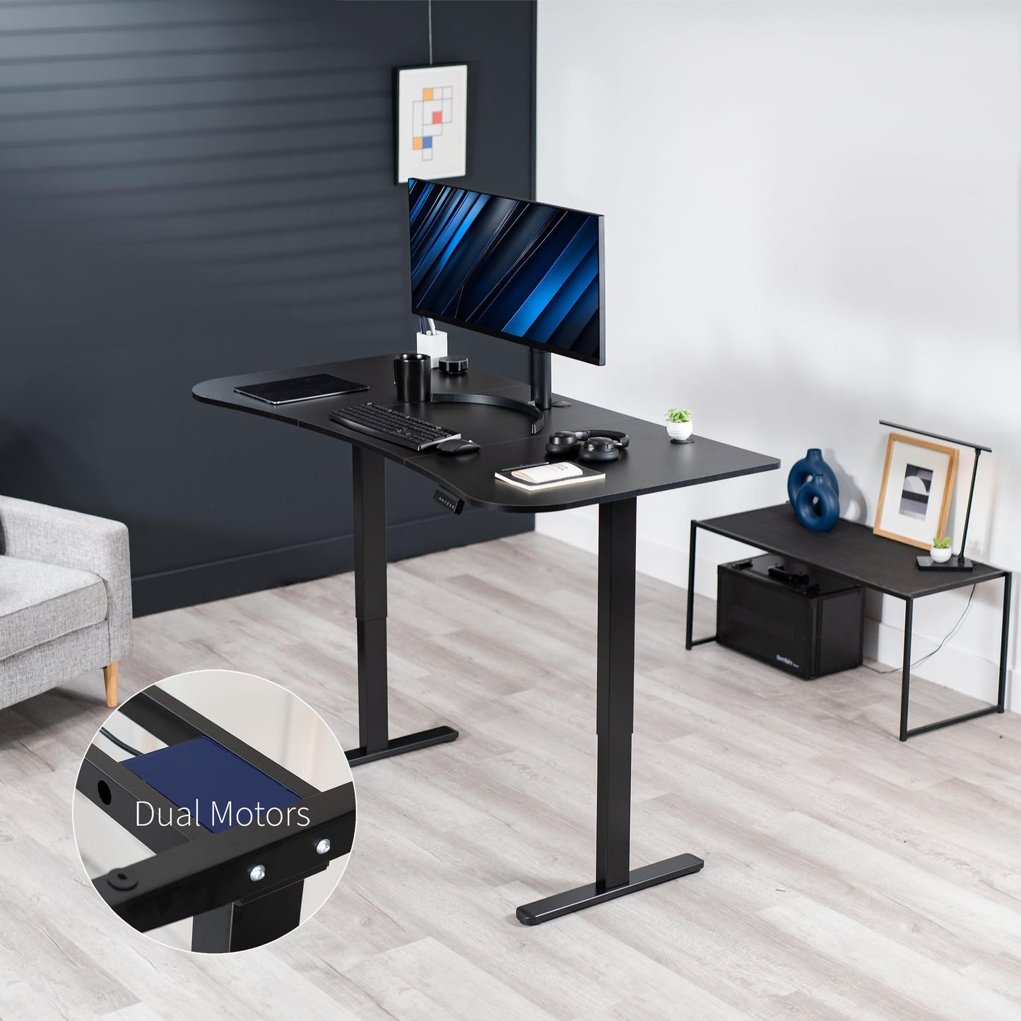 VIVO Electric 63 x 32 in Dual Motor Standing Desk, Memory Height Adjustment, E2B Series, Black Top Black Frame, DESK-KIT-E2B1B