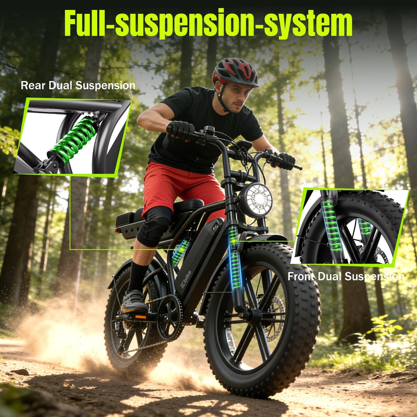 TST Electric Bike for Adults 1500W Peak 20" Fat Tire All-Terrain E-Bike 60/130 Miles Electric Dirt Bike - 48V 15/30AH Battery Tested to UL 2849 Powered Electric Bicycle