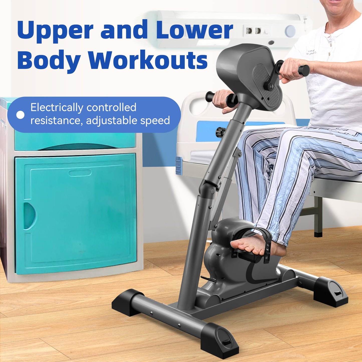 HNLIY Legs Arms Electric Exercise Bike Active Passive Knee Pedal Trainer Physical Therapy Assisted Rehabilitation Home Fitness Equipment For Seniors