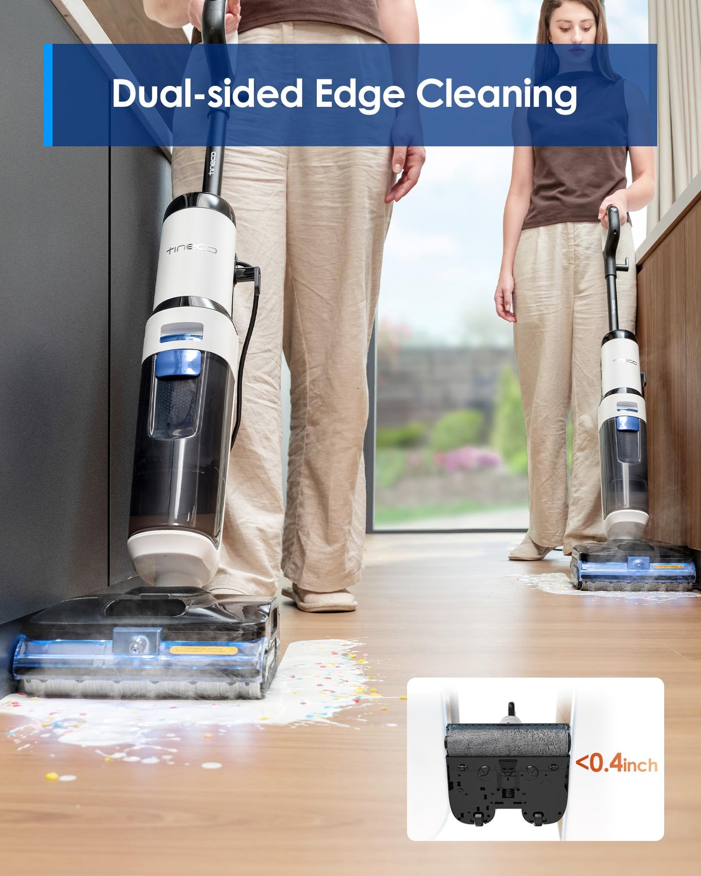 Tineco Corded 3-in-1 Wet Dry Vacuum Mop with Steam Function, FLOOR ONE S6 Stretch Steam, Tineco BoostSteam, 320℉ High-temp Steam Cleaning, 180° Lay-Flat, Anti-Tangle Design, One-Touch Self-Cleaning