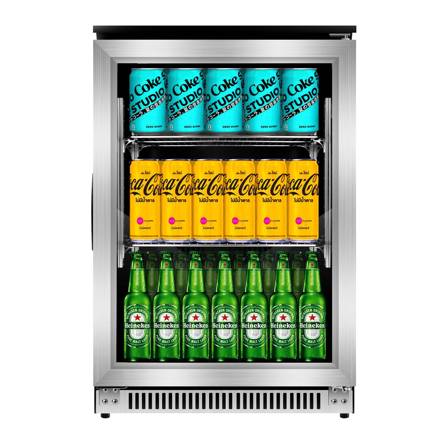 Advanics 20 Inch Beverage Refrigerator Cooler,Under Counter Drink Fridge with Glass Door, Built-in or Freestanding, Quiet Compressor Cooling, 120 Can Capacity for Beer and Soda