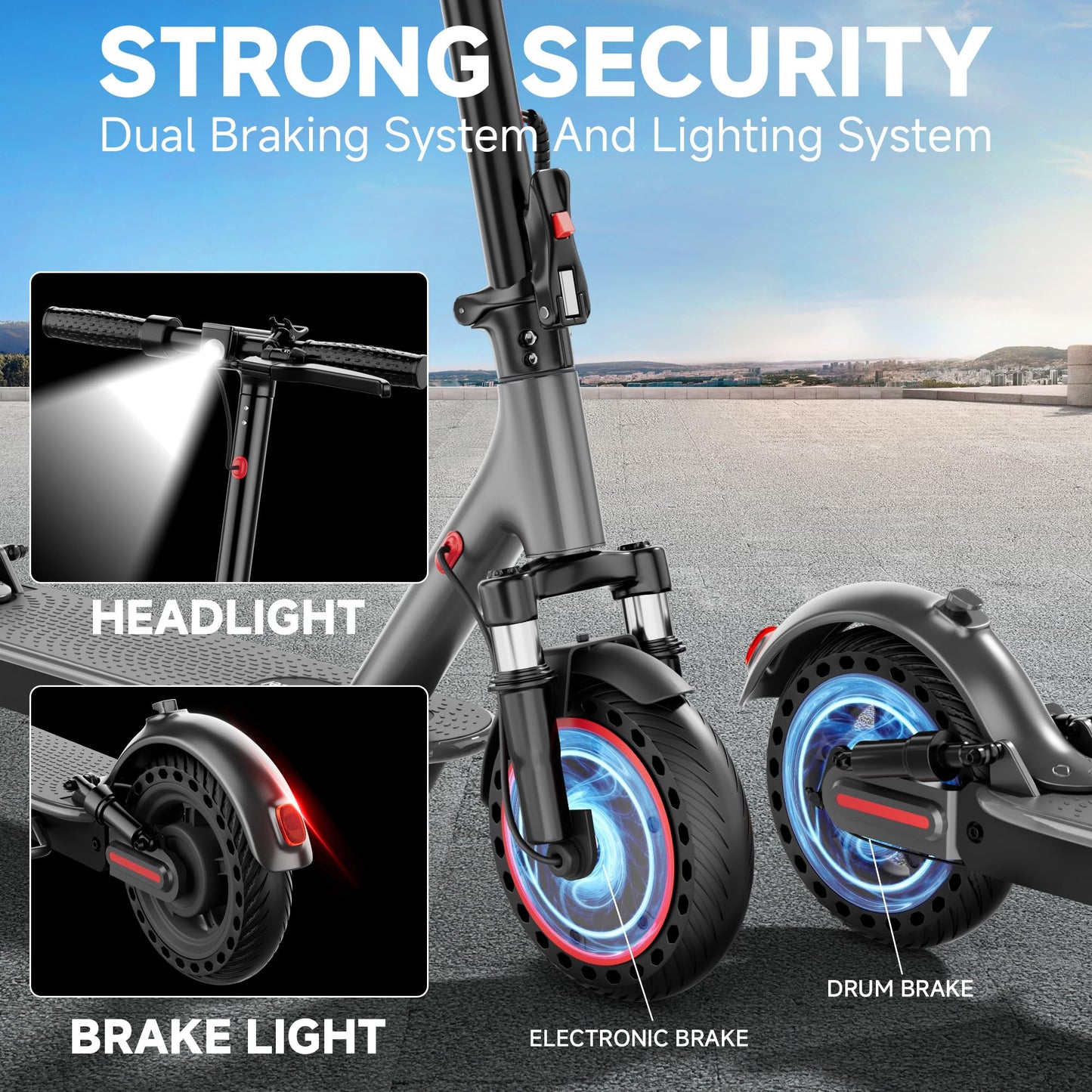 Aovowheel Electric Scooter for Adults, 10'' 500W Motor, Max 23 Miles Range, 19 Mph Top Speed with Dual Suspension, Portable Folding E-Scooter for Commuting, Electric Scooter