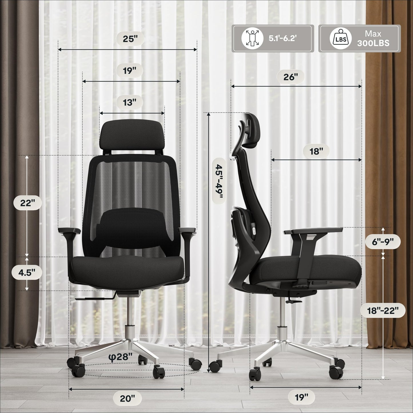 FLEXISPOT Massage Office Chair, High Back Ergonomic Desk Chair with Adjustable Headrest, 3D Armrests, 2D Lumbar Heated Shiatsu Massager, 4-Position Recline, Foam Seat, Black