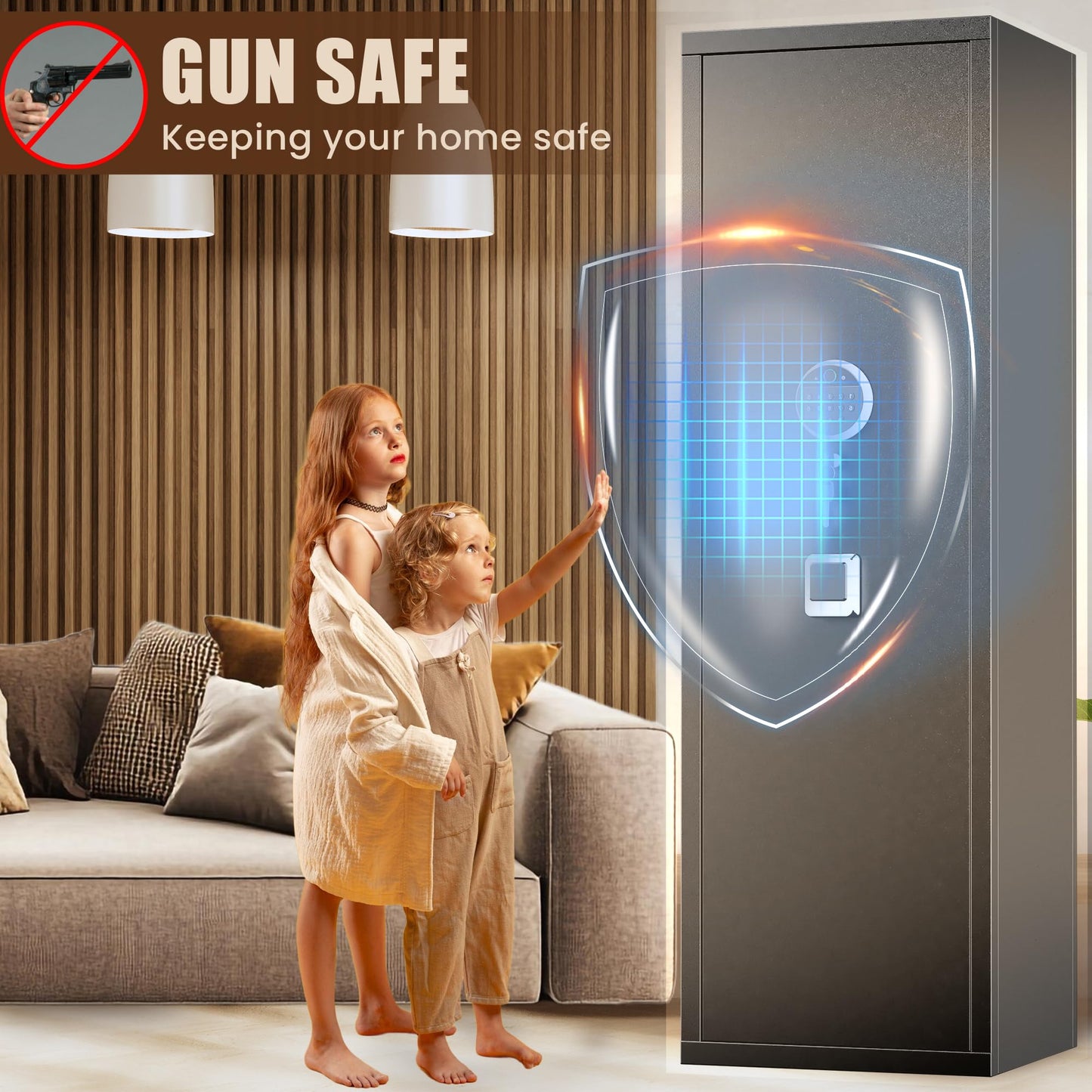 [No Assembly Required]8-12 Fingerprint Gun Safe for Rifles and Pistols,Gun Safes for Rifle and Password Lock, Gun Cabinet for Home with Adjustable Shelves, Biometric Heavy Duty Long Gun Safe,57" High
