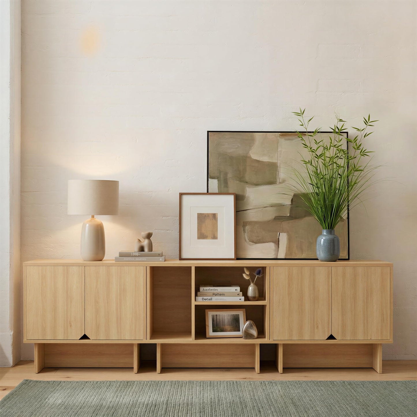 Lab Cosi Modular TV Stand for 70-Inch TV,Modern 3pcs Storage Sideboards,Bookcase,End Table,Nightstand,Buffet Cabinets,Coffee Table for Living Room,Dining Room,Bedroom, Natural