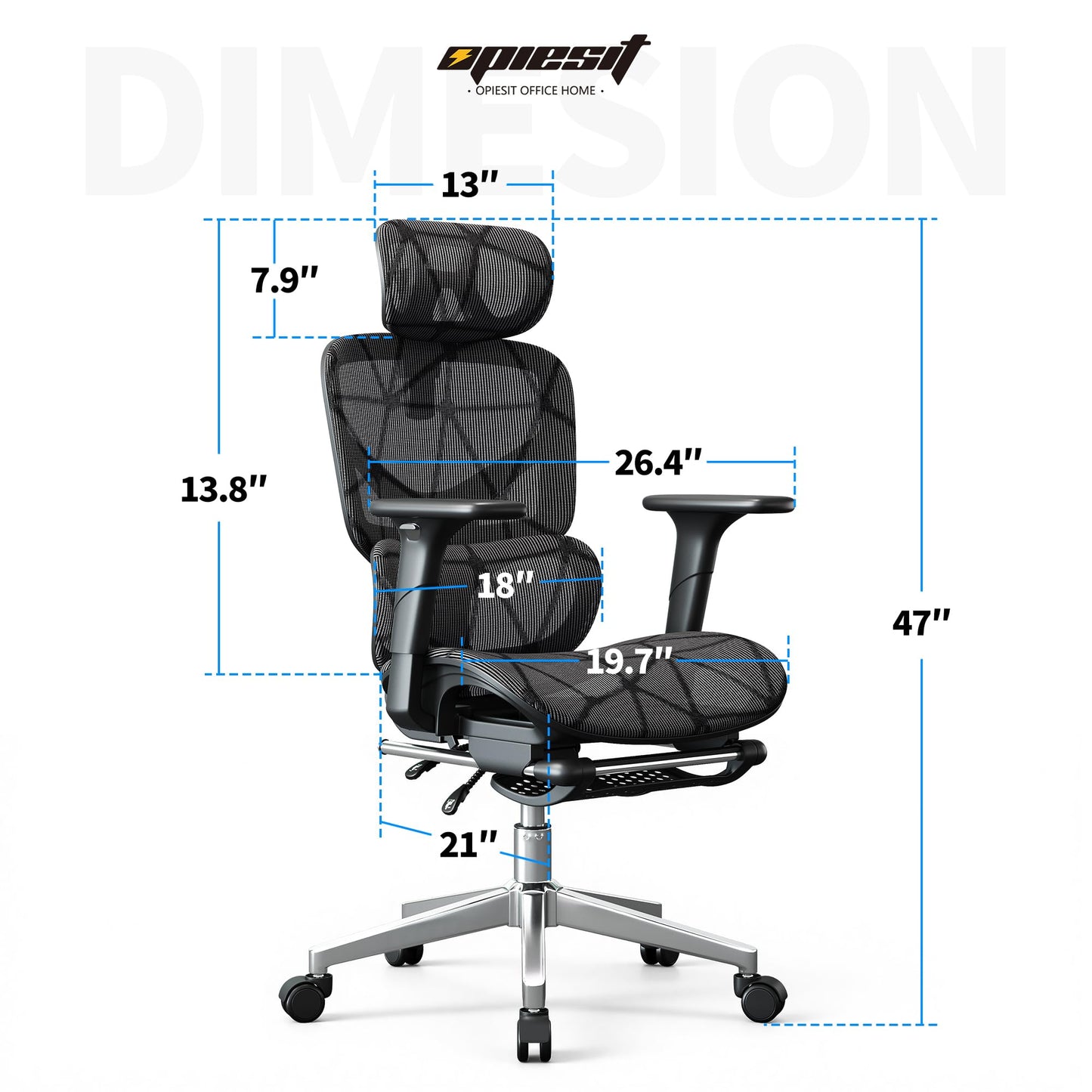 Office Chair with 3D Adjustable Lumbar Support,Ergonomic Computer Chair,Adjustable Headrest and Armrests, 400lbs Capacity,Tilt-Swivel,Premium Mesh Desk Chair for Office,Home & Gaming (Black)