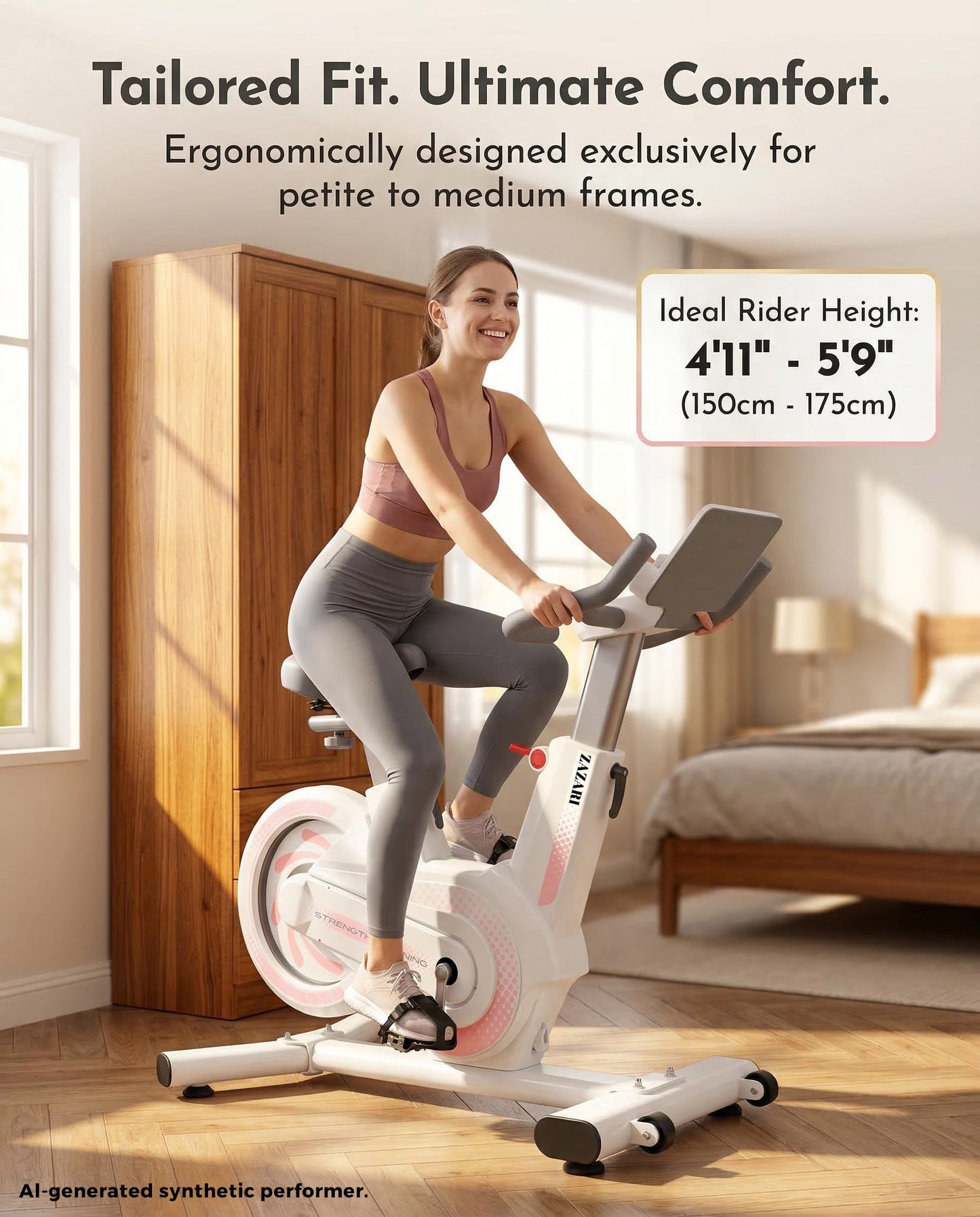 ZAZARI Compact Magnetic Exercise Bike, White