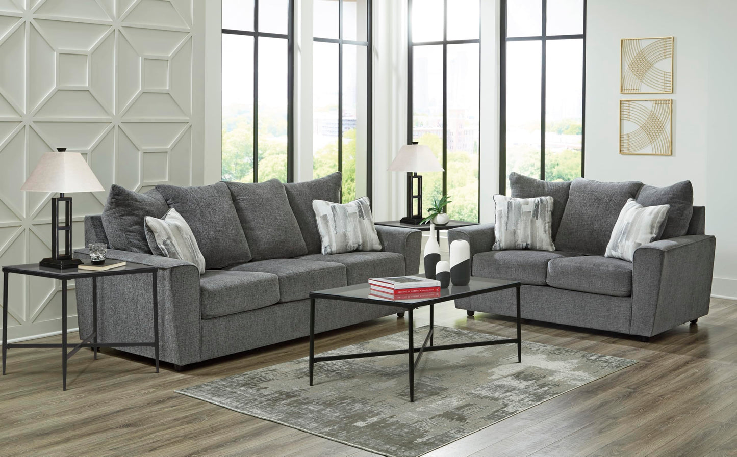 Signature Design by Ashley Stairatt Casual Sofa with Flared Arms, Gray