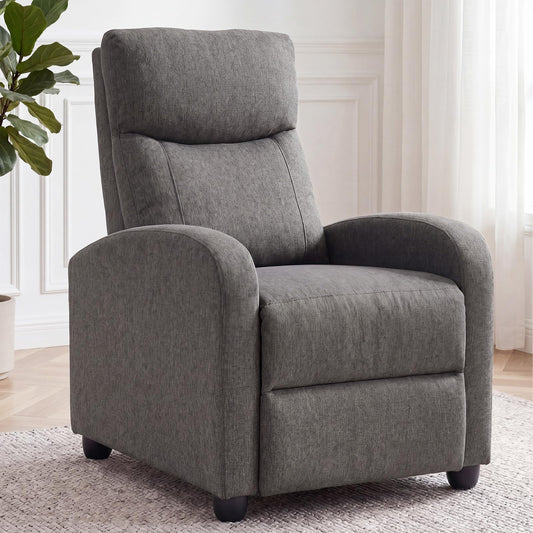 HAPPYMONT Recliner Chair, Recliner Sofa Fabric for Adults, Recliners Home Theater Seating with Lumbar Support, Reclining Sofa Chair for Living Room, Gray