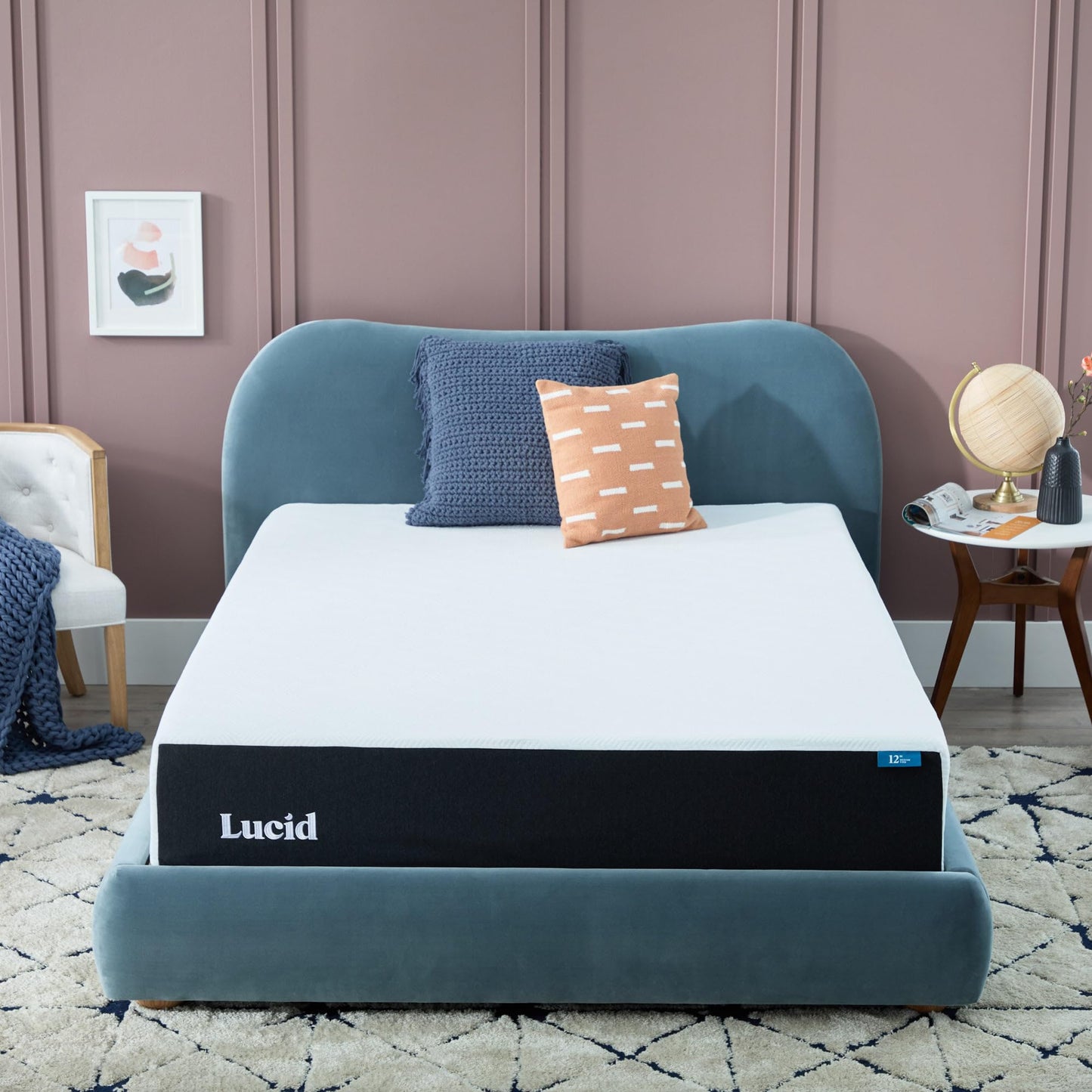 Lucid® 12" Plush Gel Memory Foam Mattress – Bamboo Charcoal & Cooling Gel – Fiberglass Free – Bed in a Box – CertiPUR-US® Certified – Queen Size