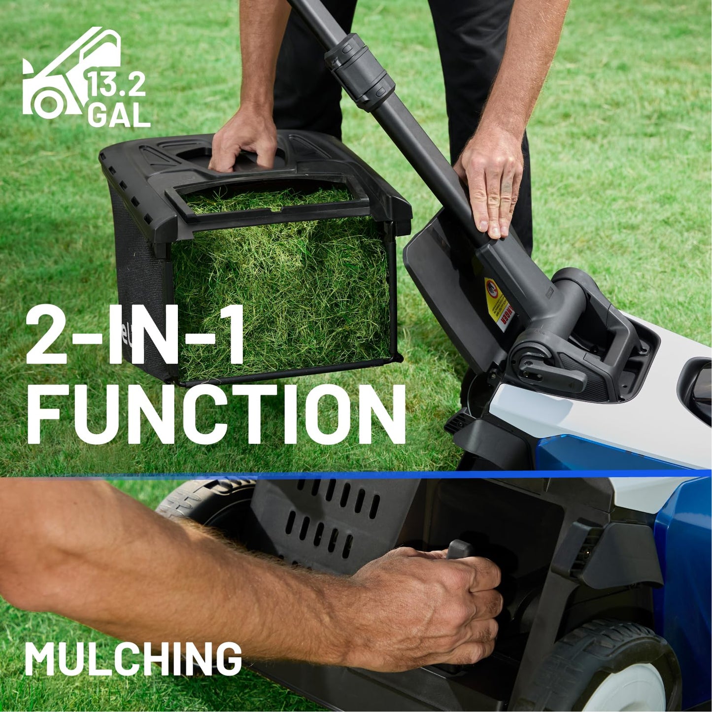 Electric Lawn Mower, Self-propelled Lawn Mower Cordless 40V(2x20V) 18.5" Brushless Mower with Electric Cutting Height Adjustment, Higher Rotation Speed, 2 x 4.0Ah Battery and Rapid Charge Included