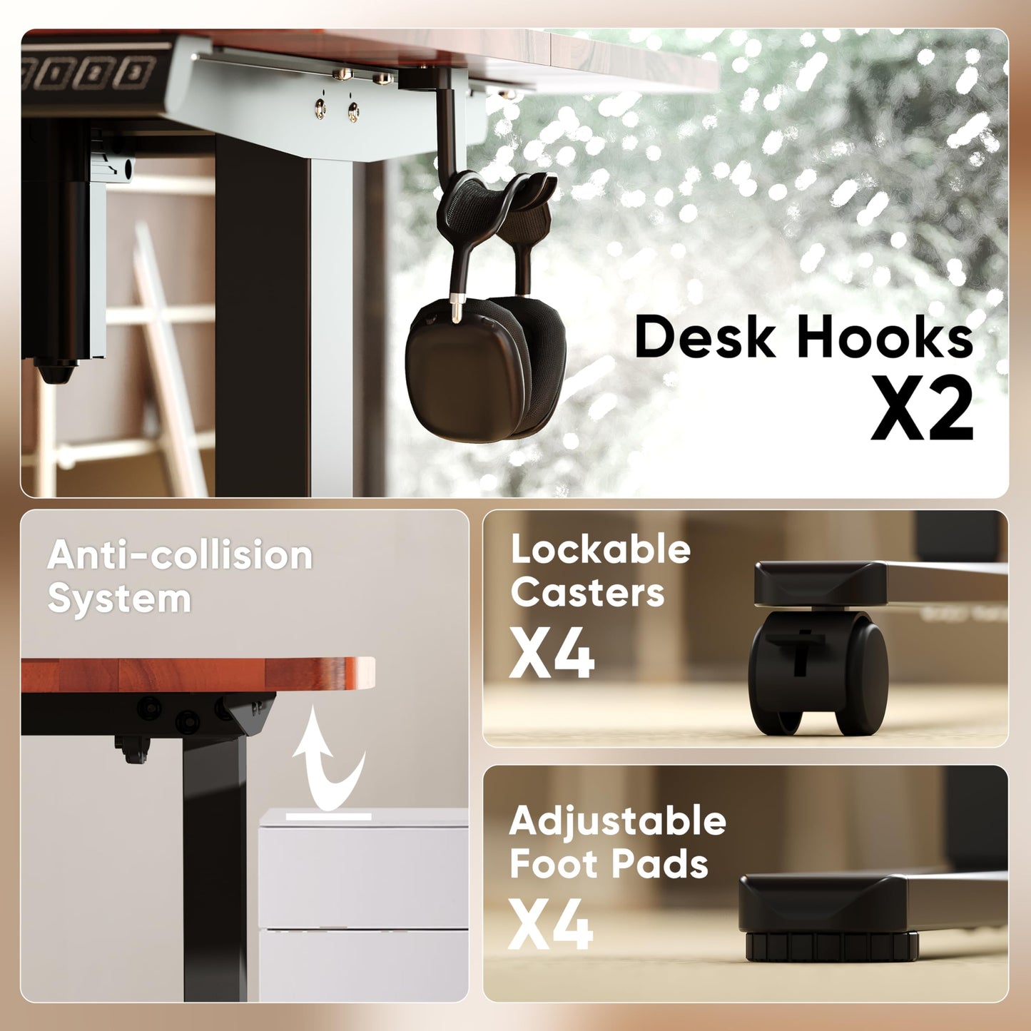 Monomi Height Adjustable Electric Standing Desk, 55 x 24 Inches Stand up Desk, Sit Stand Home Office Computer Desk(Black Frame+Cherry Top)
