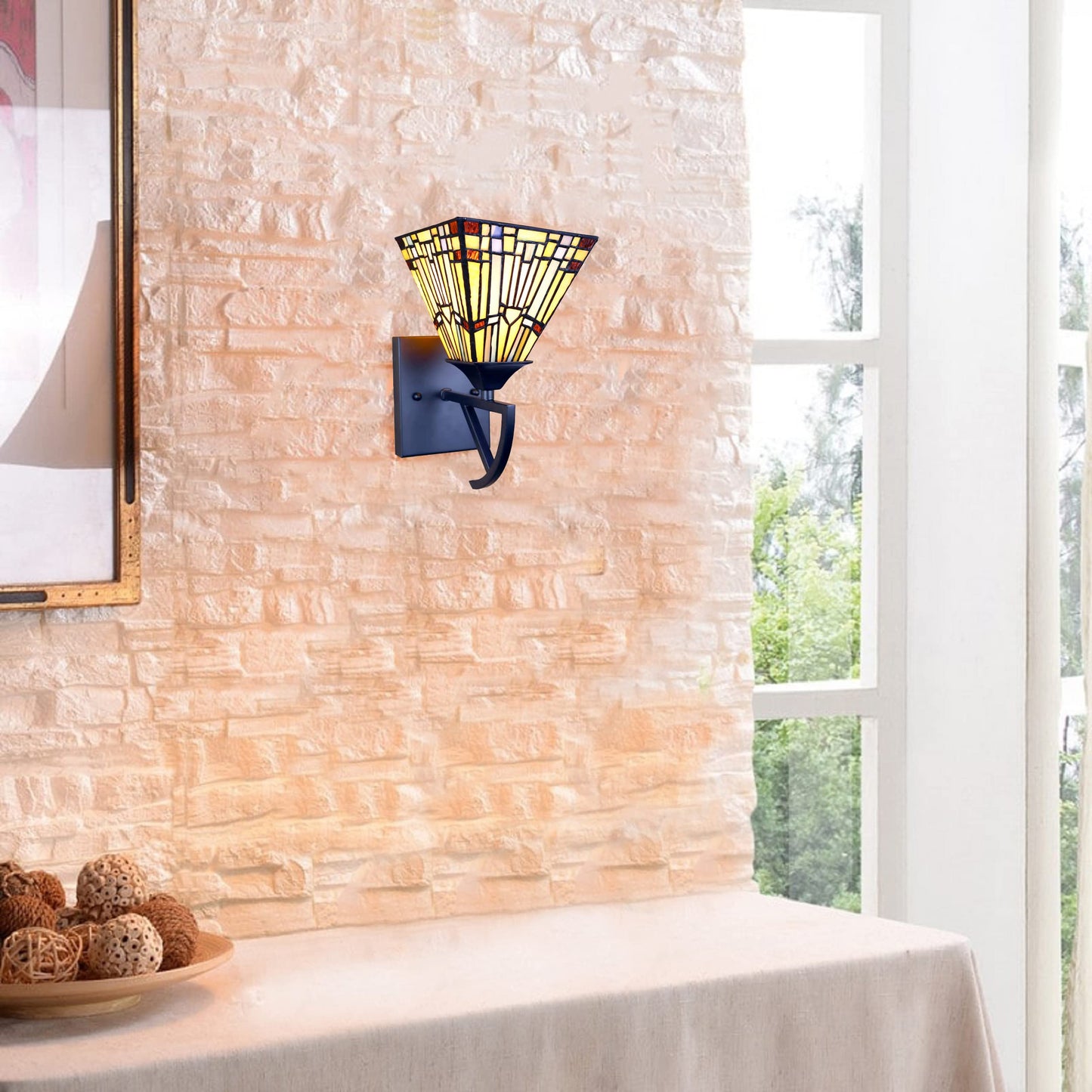 Chloe Lighting Kinsey Mission Wall Sconce, 1 Light, Blackish Bronze, Multicolor, 6in Wide, Model CH33293MS06-WS1