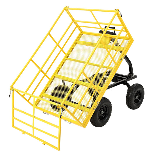 1500 LB Garden Wagon Cart with 13 in All Terrain Tires, 3-in-1 Yard Wagon Cart with Removable Side Panels, Heavy Duty Outdoor Metal Utility Wagon Yard Trailer for Outdoor Lawn, Yard, Backyard