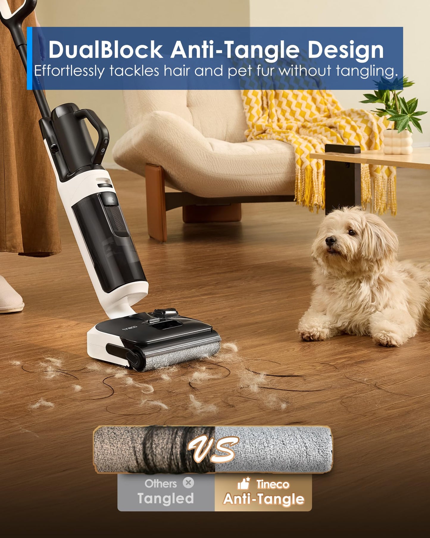 Tineco Floor One Switch S6 Stretch Breeze Wet Dry Vacuum Cleaners, Floor Cleaner Mop 2-in-1 Cordless Vacuum for Multi-Surface, 20kPa Suction, Anti-Tangle Design, Flashdry Self-Cleaning, 180° Lay-Flat