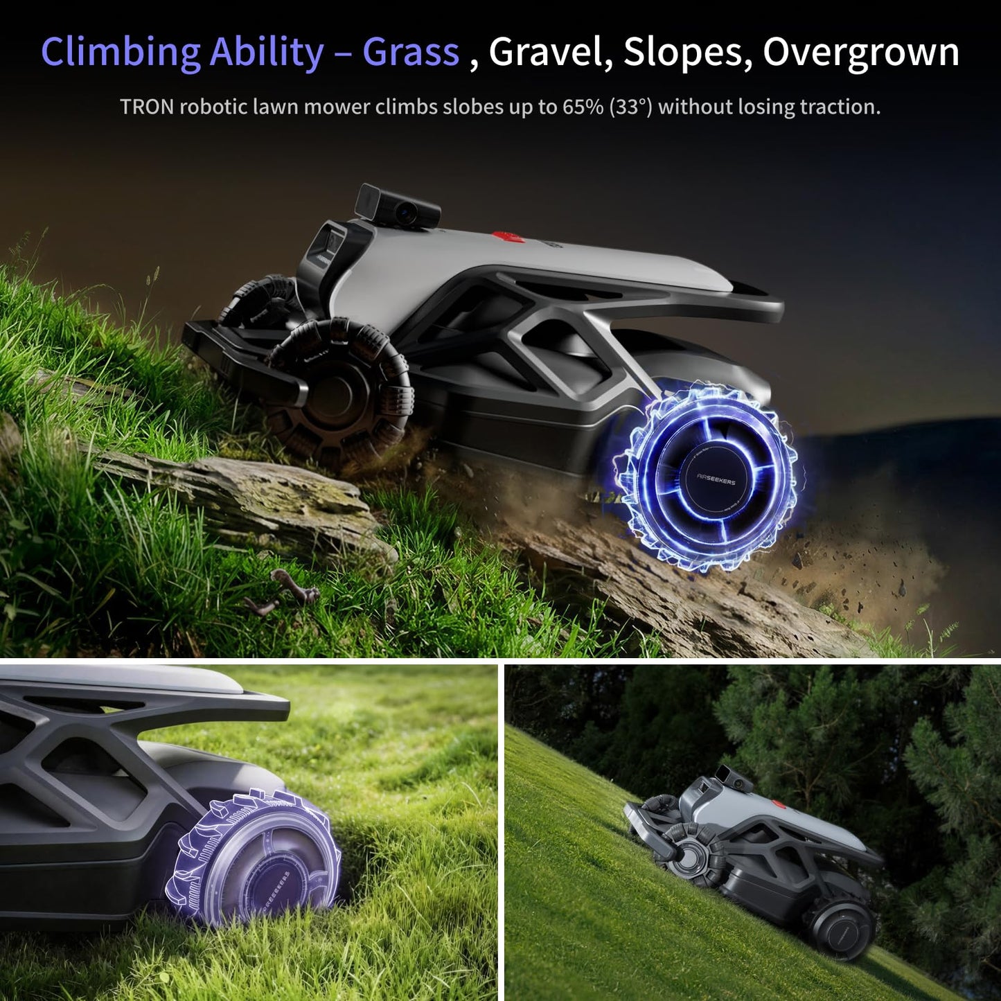 AIRSEEKERS TRON Robot Lawn Mower,Wire-Free Robotic Lawnmower