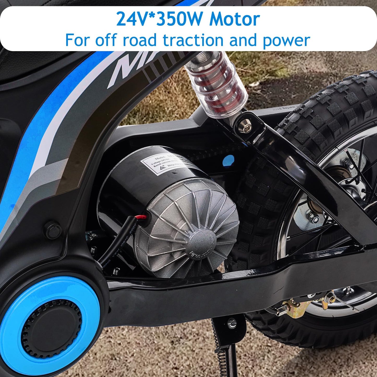 24V 350W Electric Dirt Bike for Kids – 3-Speed Modes, 14.29MPH Max Speed, ASTM-Certified Safe Motorcycle with Shockproof Suspension, Best Gift for Boys & Girls