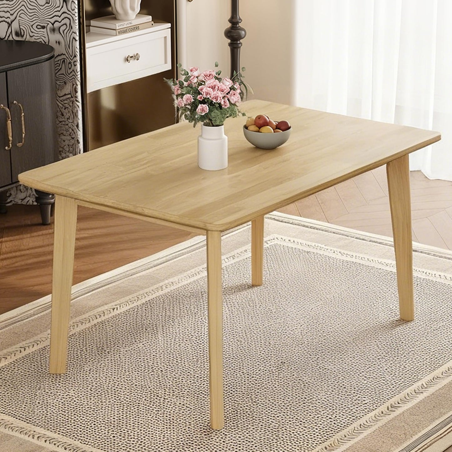 Merax Farmhouse 47" Rectangular Dining Table, Solid Wood Kitchen Table Fits up to 4, Easy Assemble, Natural