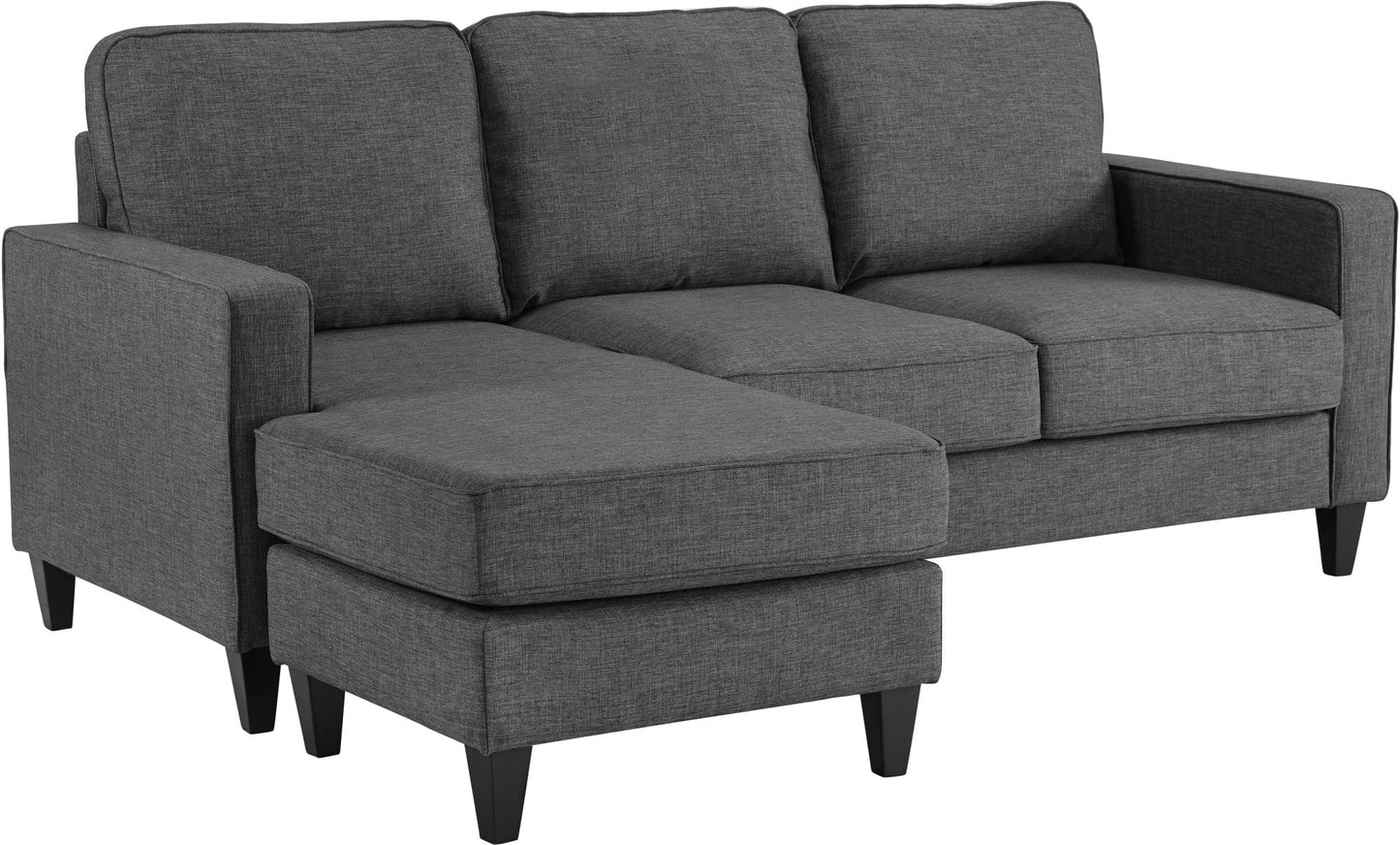 Serta Harmon Reversible Sectional Sofa, Modern L-Shaped Couch for Small Spaces, Soft Fabric Upholstery, Square Arm, Pillow Back Cushions, Dark Gray
