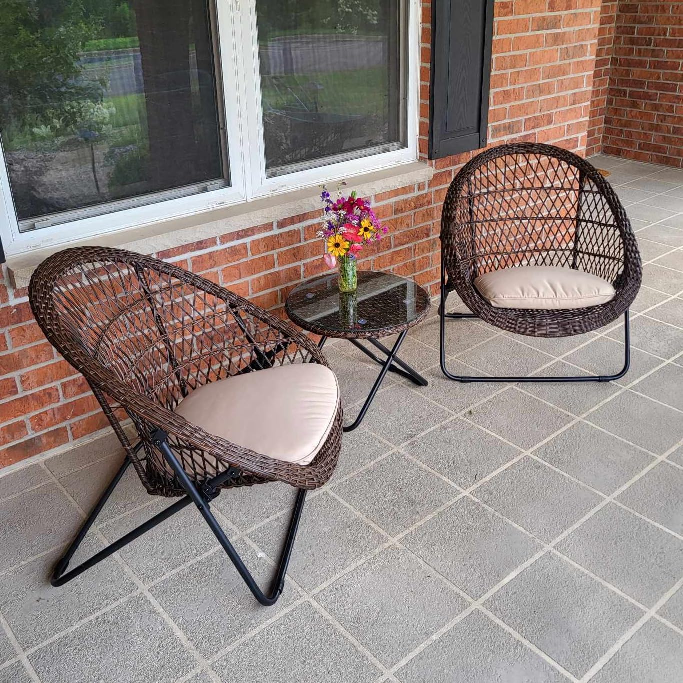 3 Piece Folding Outdoor Patio Bistro Set, Patio Furniture Sets with Table and Chairs for Garden, Backyard, Porch, Patio - Patio Conversation Set