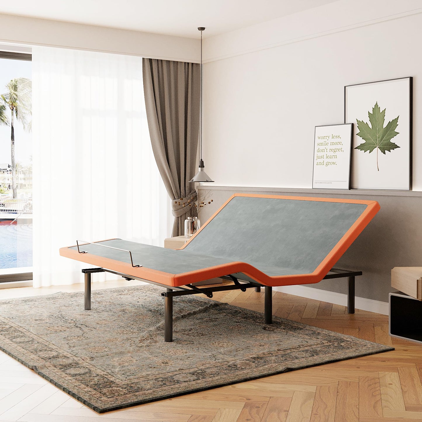 ESHINE King Adjustable Bed Frame Base - Easy to Install in 5 Minutes, Massage, Wireless Remote, Foot&Head Inclined, Zero Gravity, Dual USB Ports, Under Bed Light, 3000 Premium Series