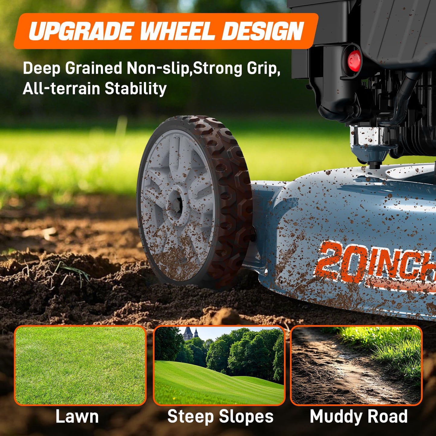 SENIX Lawn Mower, 20" 144 cc Push Mower Gas, 4-Cycle Engine Walk-Behind Push Lawn Mowers, 3 Position Height Adjustment for 1/4 Acre Small Yard Garden, cortadora de pasto