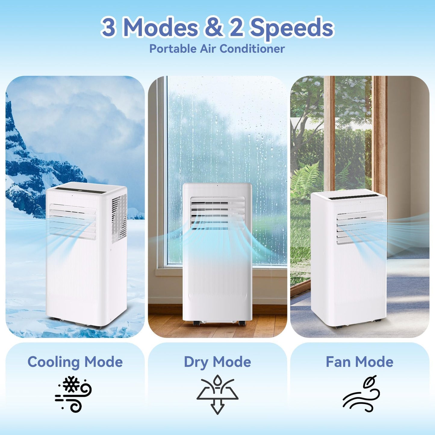10000 BTU Portable Air Conditioners, 3 in 1 Portable AC with Cool, Dry, Fan Modes, Quiet Air Conditioners Cools Room up to 560 sq.ft, LED Display, Remote & 24H Timer, for Bedroom/Dorms/Apartments