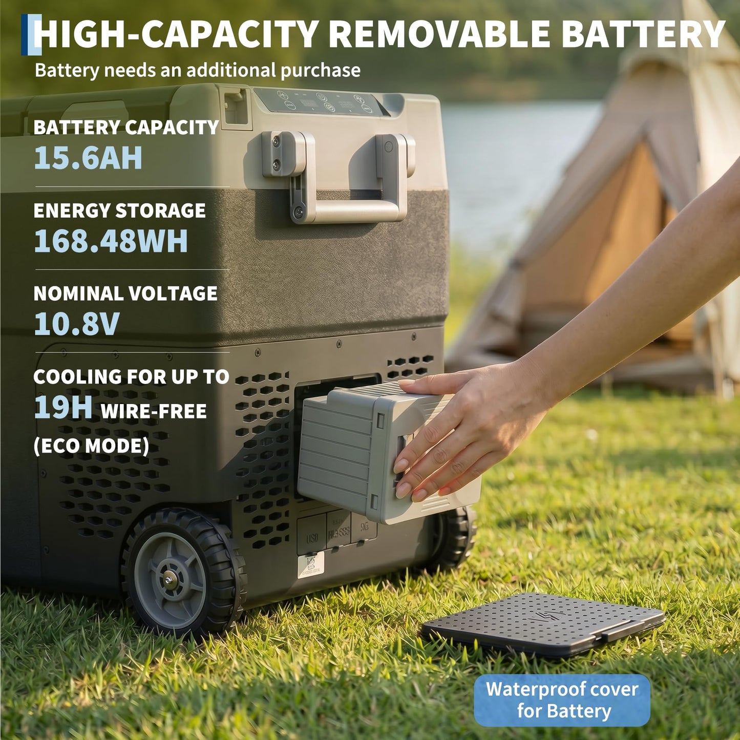 Garvee 40QT(38L) Car Refrigerator,12/24V DC & 100-240V AC Compressor Electric Cooler,Dual Zone,APP Control,-4℉-68℉,Portable Refrigerator with Wheels for Outdoor Camping,Travel Vehicles Home Use