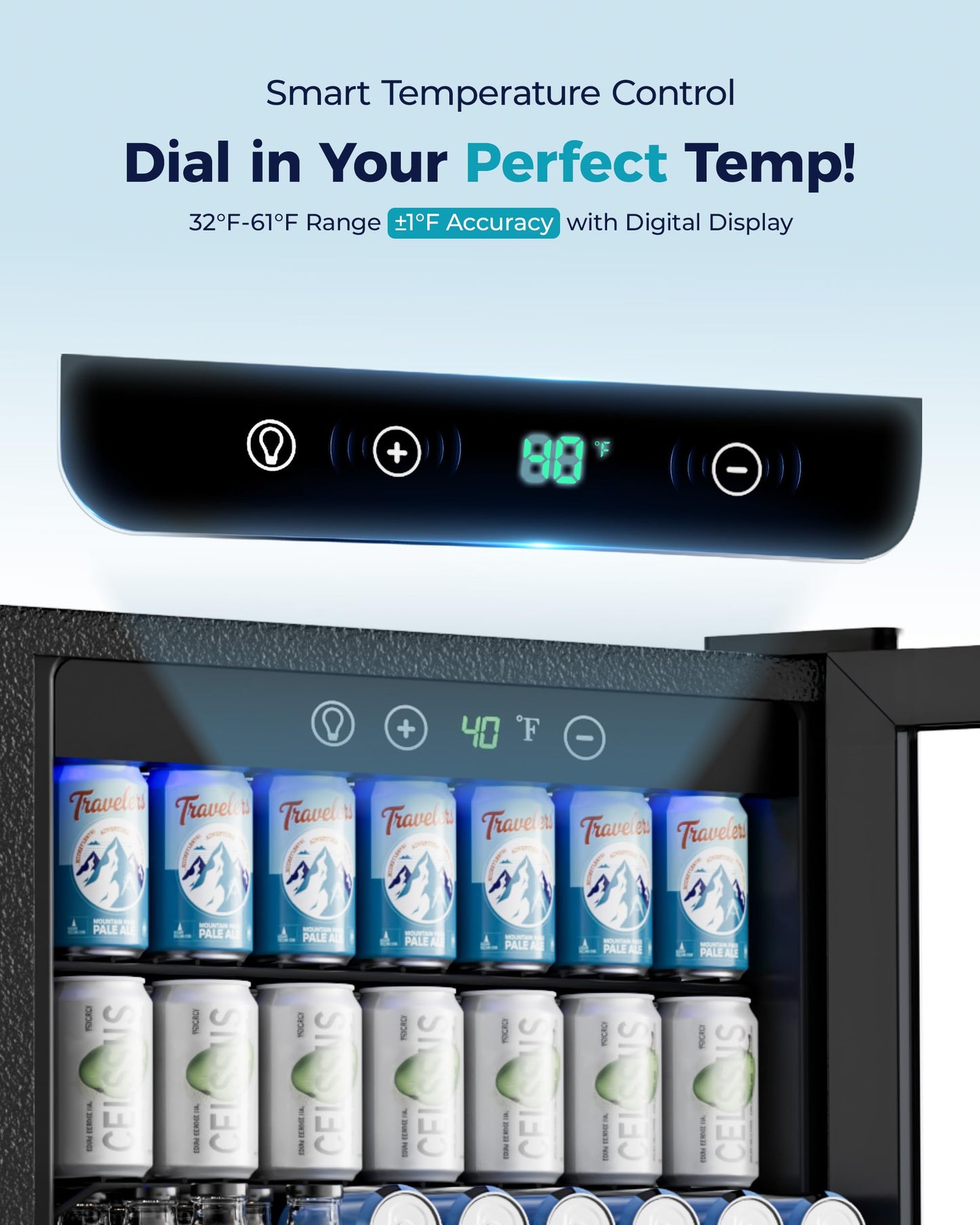 EUHOMY 4.5 Cu.ft Beverage Refrigerator and Cooler, 145 Can Mini fridge with Glass Door for Soda Beer Wine, Small Drink Dispenser with Digital Adjustable Thermostat for Home Office Bar