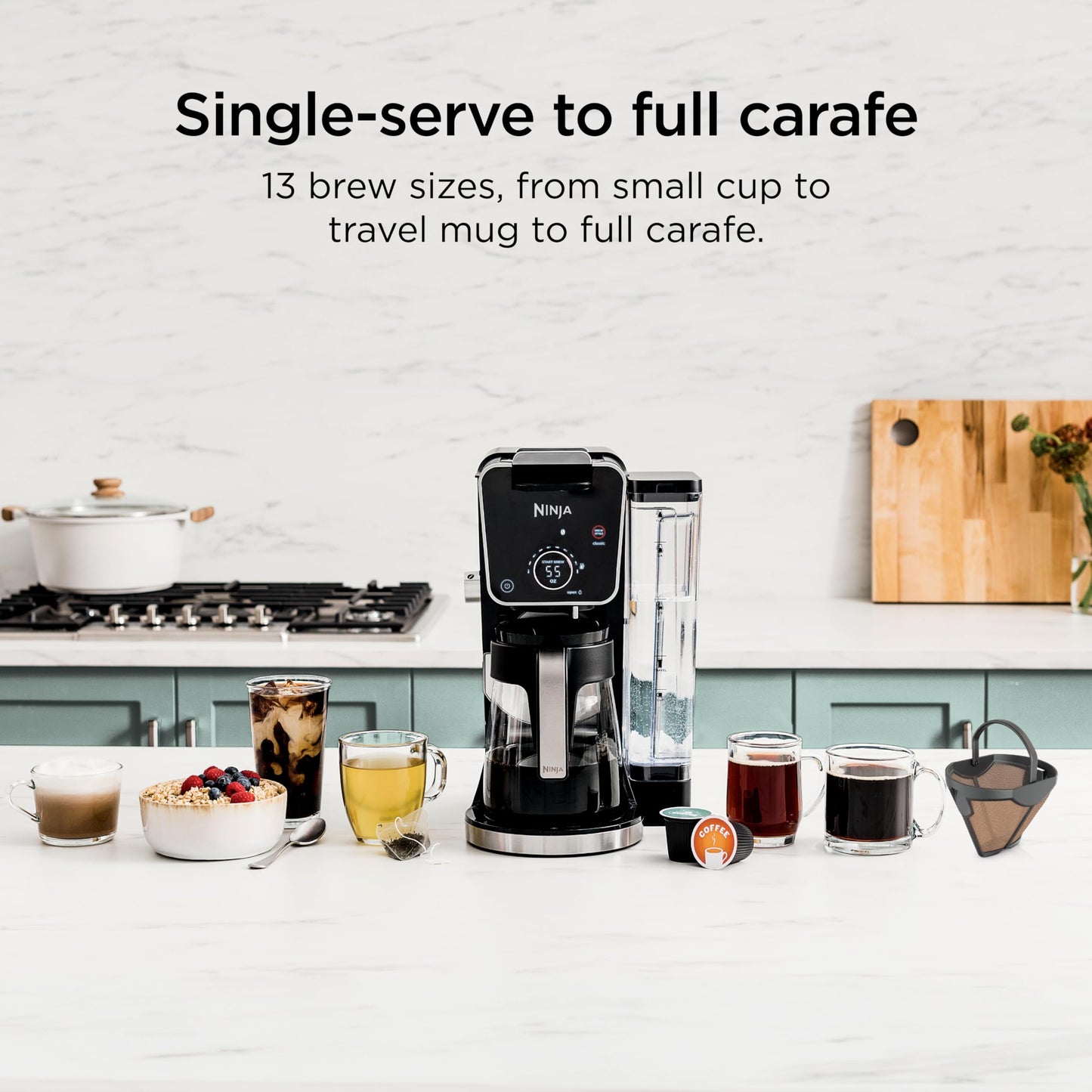 Ninja Specialty Drip Coffee Maker | DualBrew™ Pro Specialty Coffee Machine w/Frother, Permanent Filter | Brew w/Pods & Grounds, K Cups Compatible | 4 Brew Styles, 13 Cup to Pot Sizes | Black CFP307