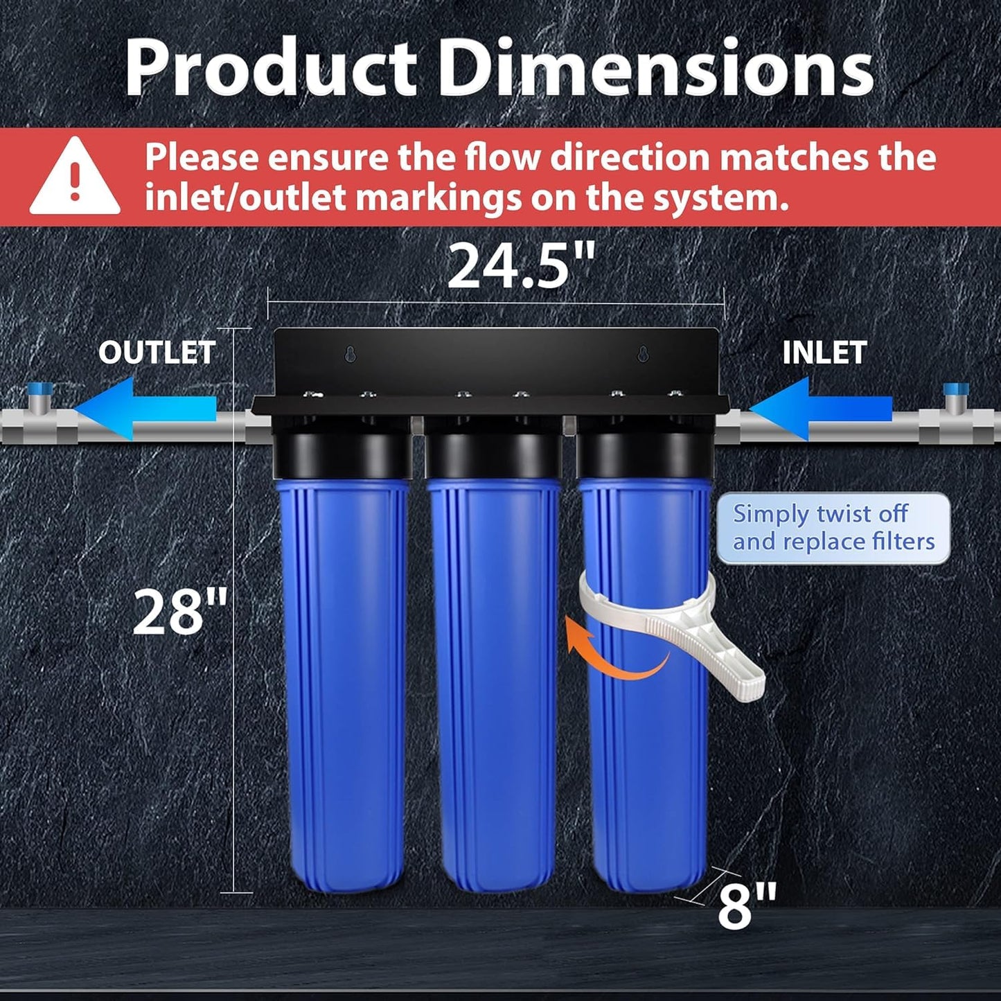 iSpring Whole House Water Filter System w/Jumbo-Sized Spin Down Sediment Filter, Polyphosphate Anti-Scale, GAC+KDF, and Carbon Block Water Filters, Water Descaler and Filter, Model: WGB32B-KDS+WSP50J